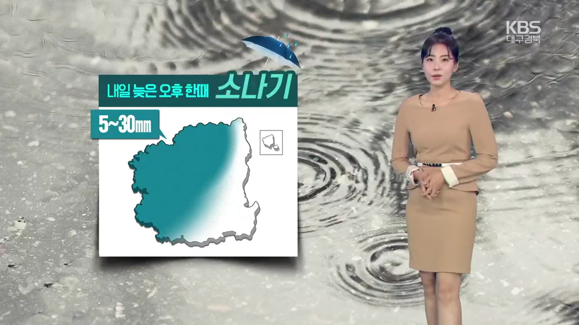 [날씨] 대구·경북 내일 늦은 오후 한때 소나기…천둥·번개·우박 주의