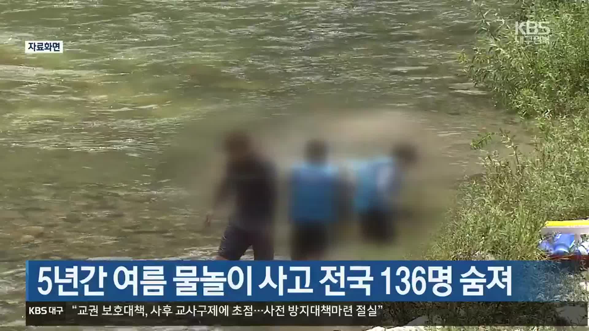 5년간 여름 물놀이 사고 전국 136명 숨져