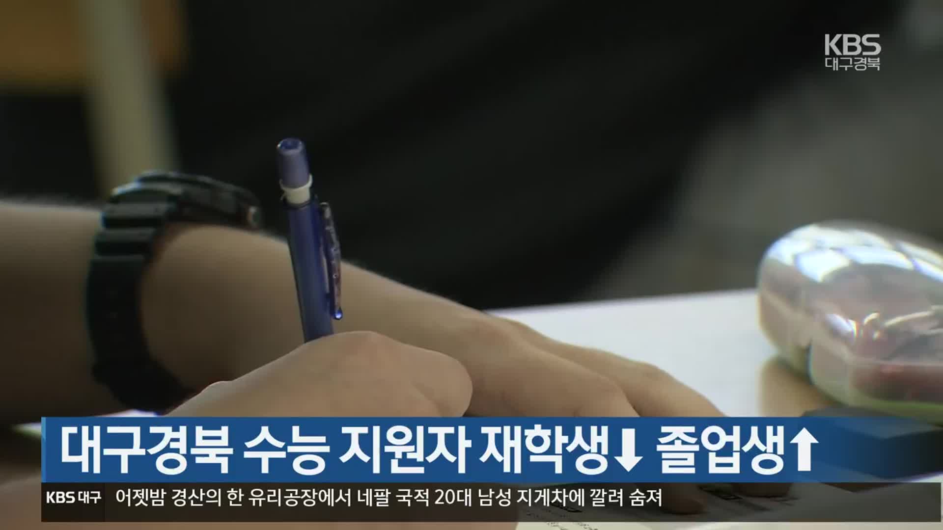 대구경북 수능 지원자 재학생↓ 졸업생↑