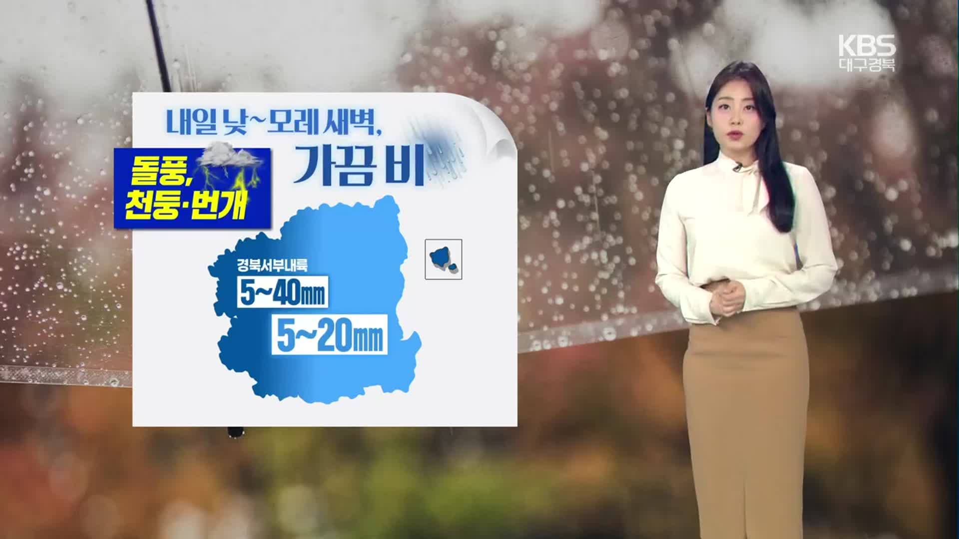 [날씨] 대구·경북 내일 낮~모레 새벽 가끔 비…천둥·번개 유의