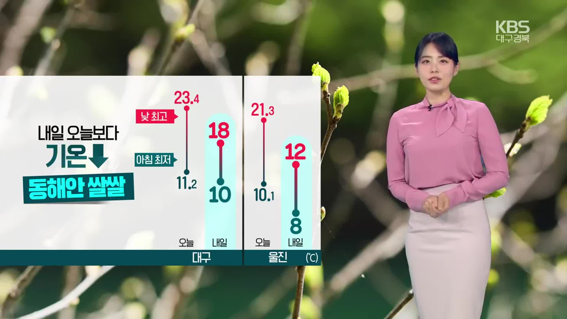 [날씨] 대구·경북 내일 오늘보다 기온↓…강한 바람 유의