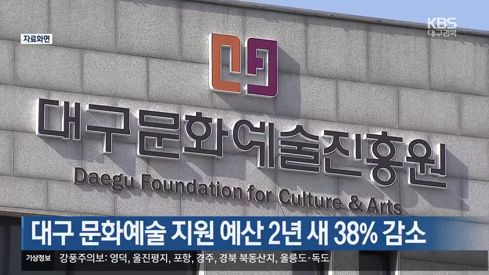 대구 문화예술 지원 예산 2년 새 38% 감소