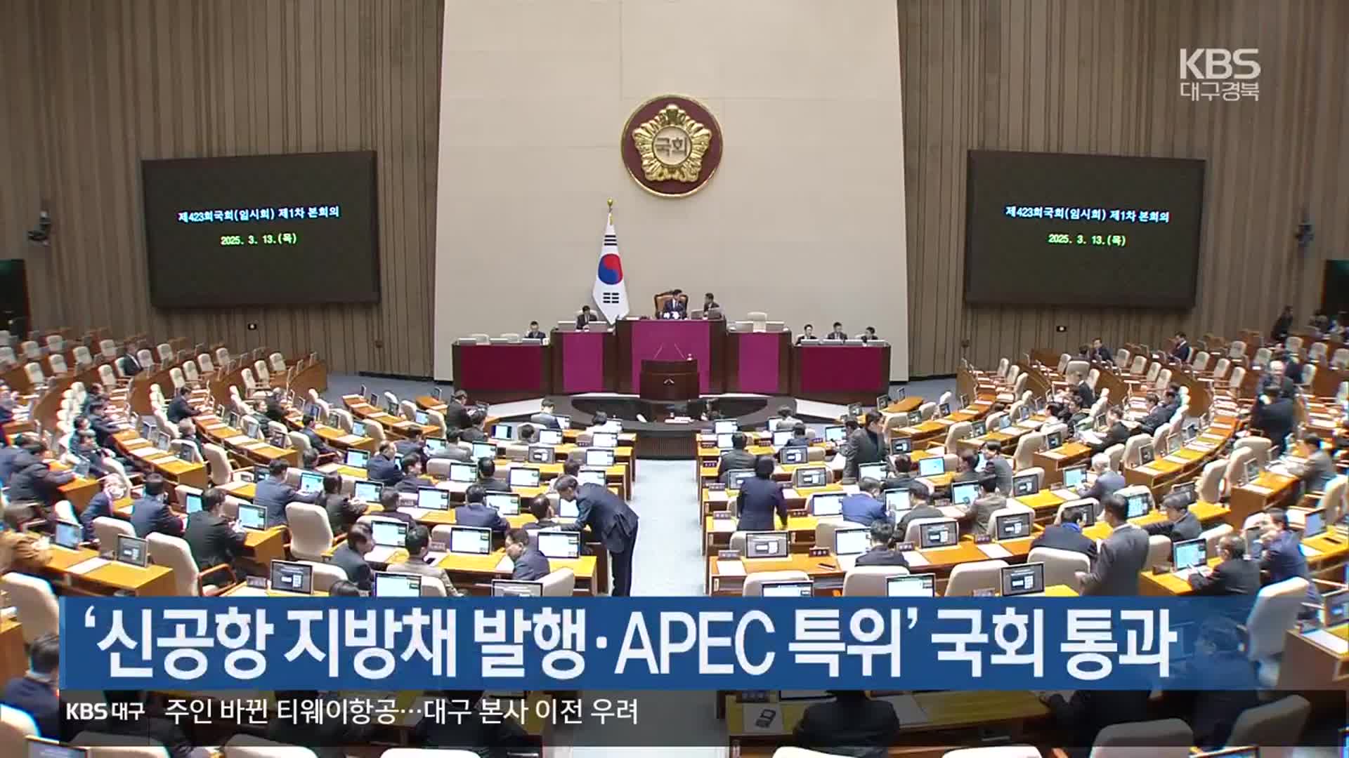 ‘신공항 지방채 발행·APEC 특위’ 국회 통과
