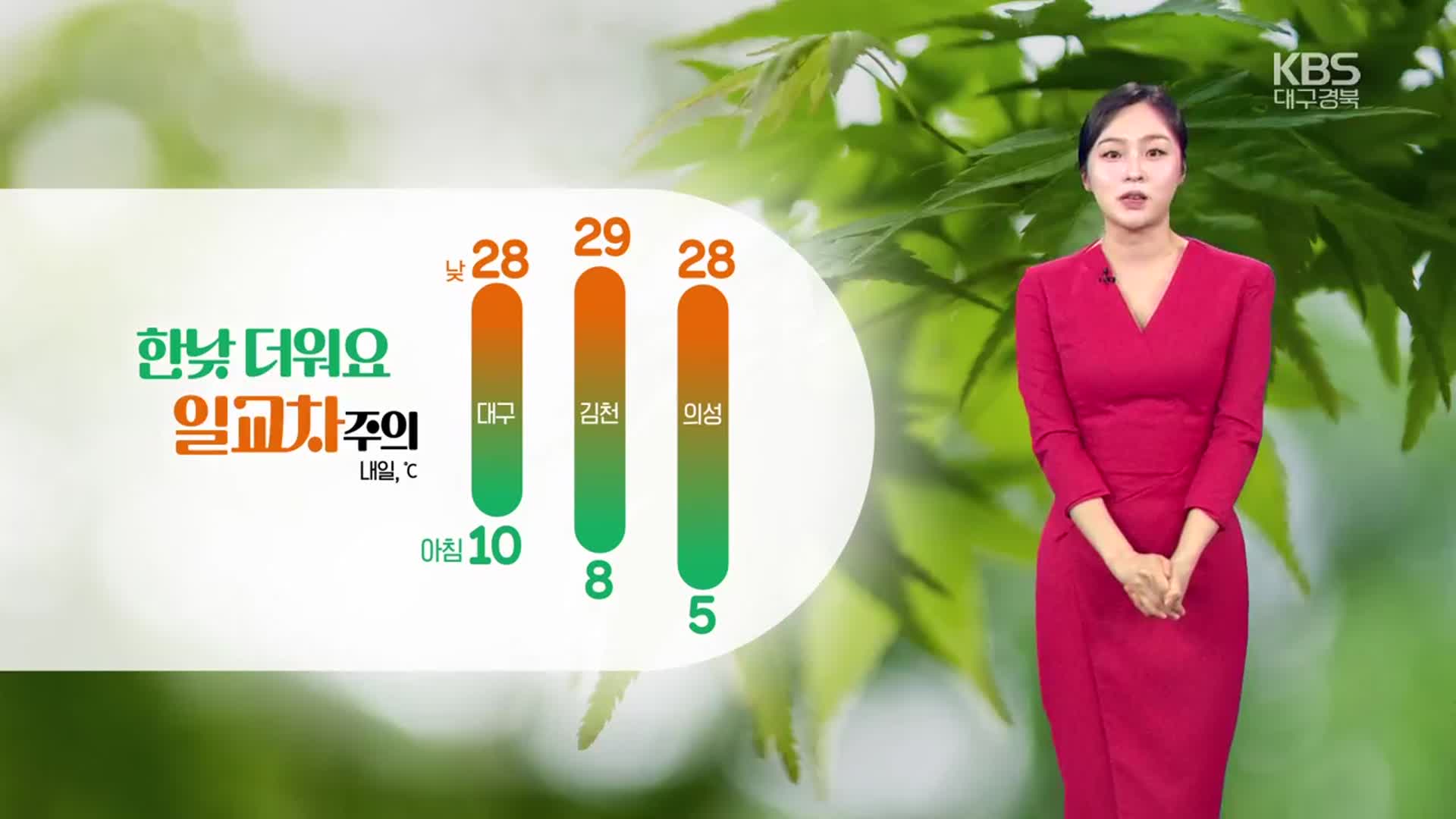 [날씨] 대구·경북 내일 한낮 29도, 맑고 더워요!…큰 일교차 주의