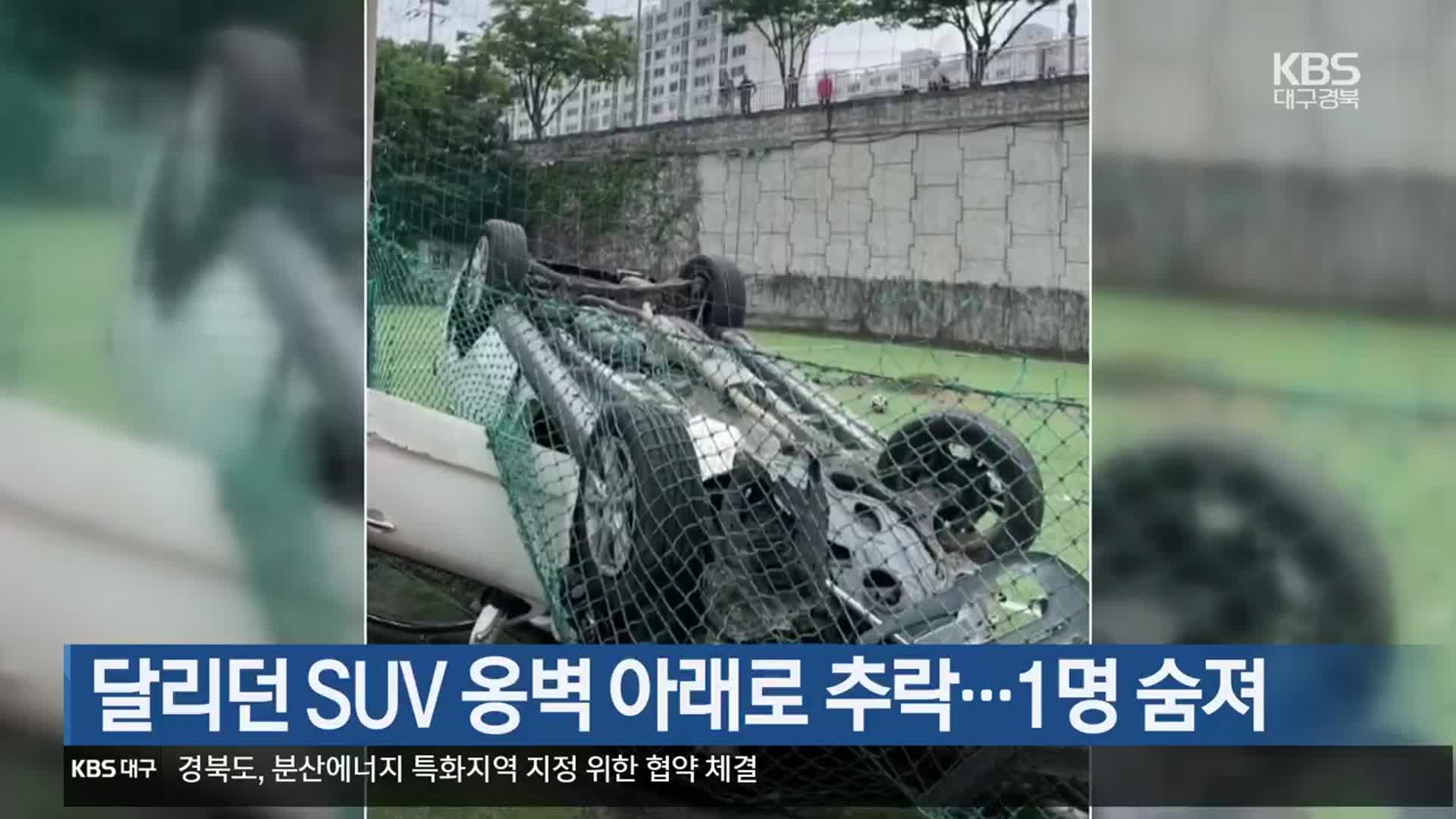 달리던 SUV 옹벽 아래로 추락…1명 숨져