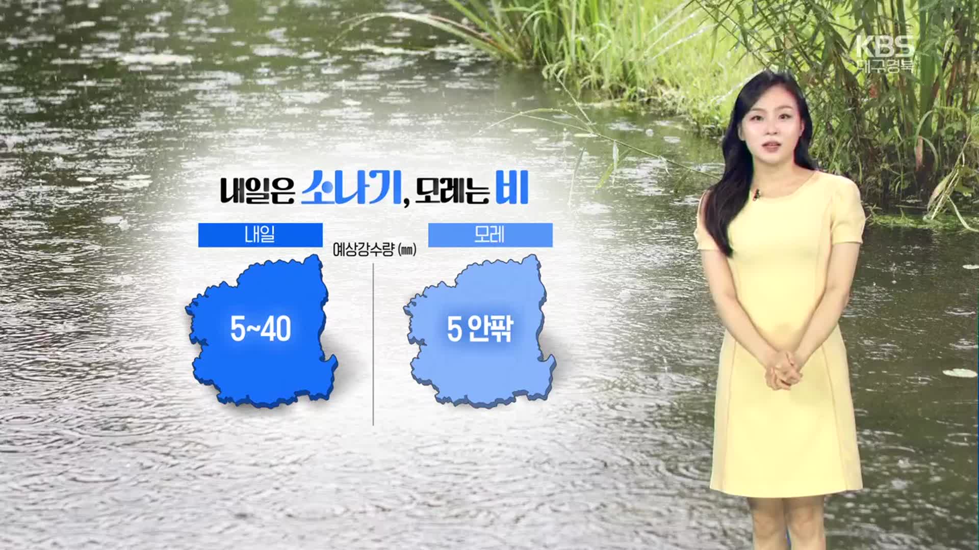 [날씨] 대구·경북 내일 5~40mm 소나기…돌풍·천둥·번개 주의