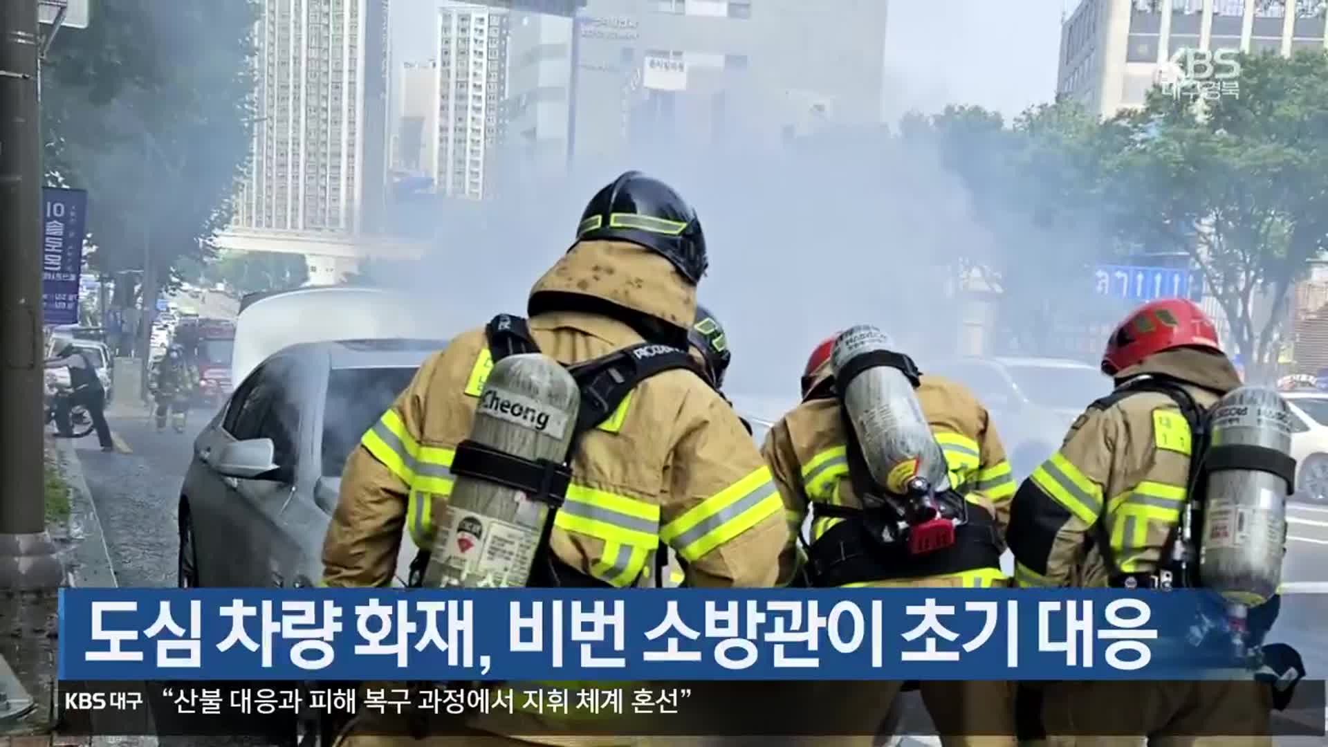 도심 차량 화재, 비번 소방관이 초기 대응