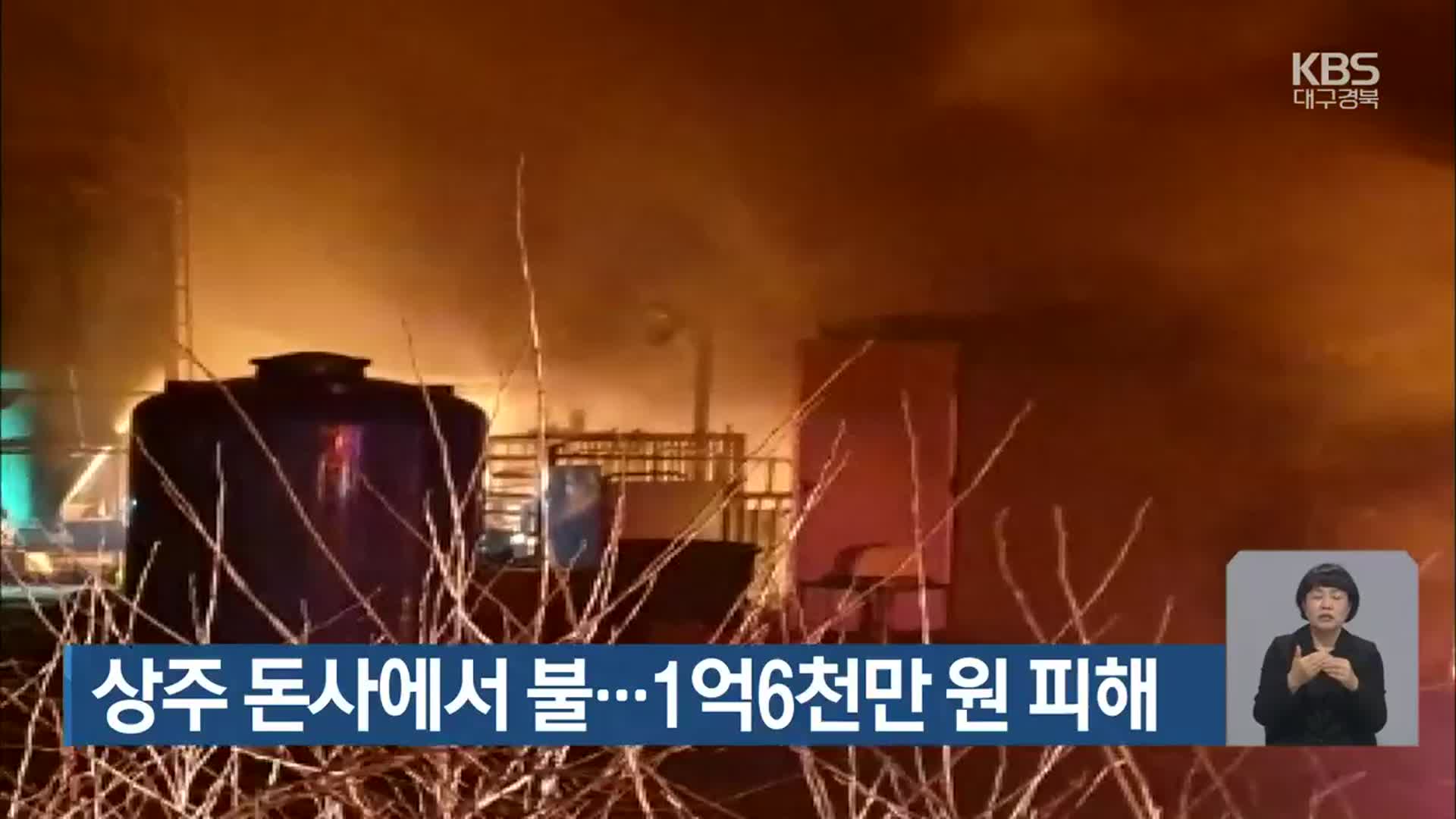 상주 돈사에서 불…1억6천만 원 피해