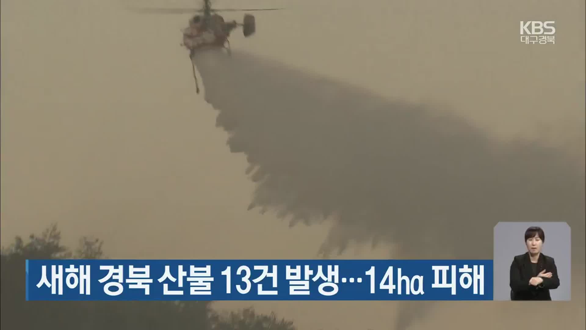 새해 경북 산불 13건 발생…14㏊ 피해