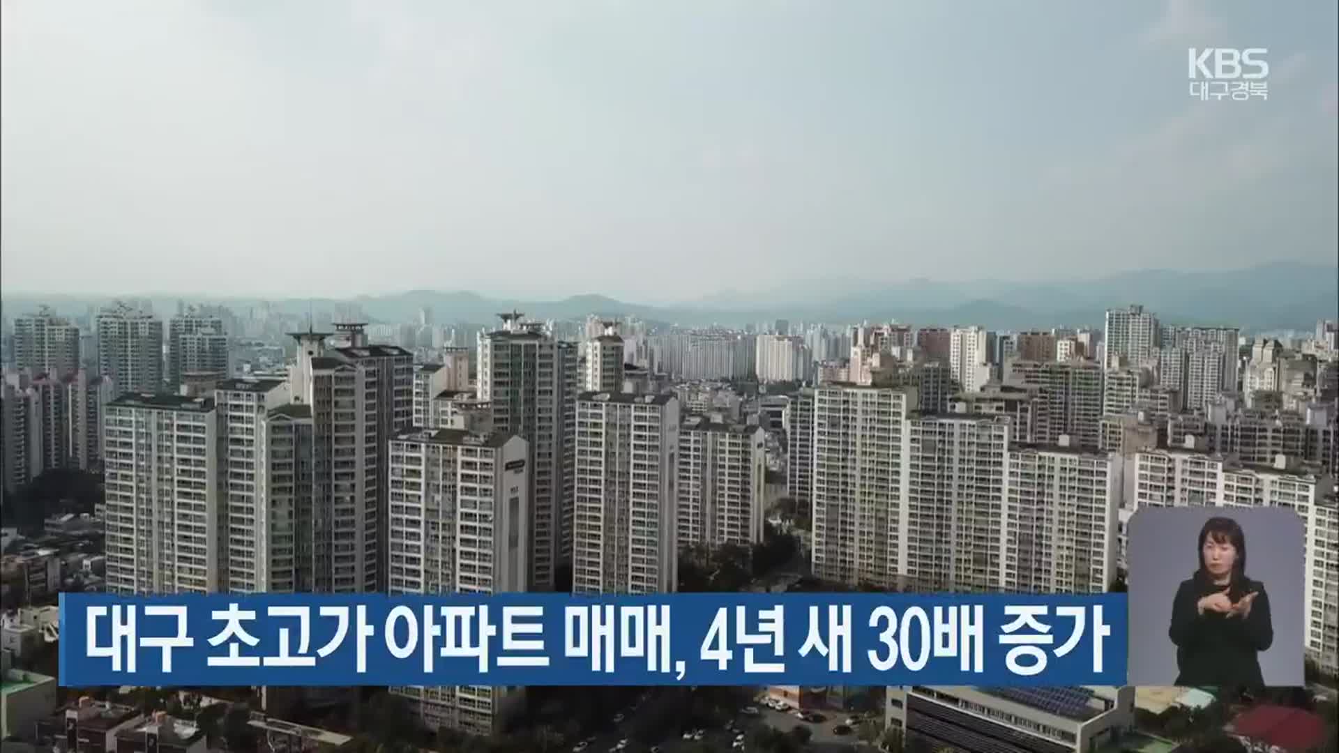 대구 초고가 아파트 매매, 4년 새 30배 증가
