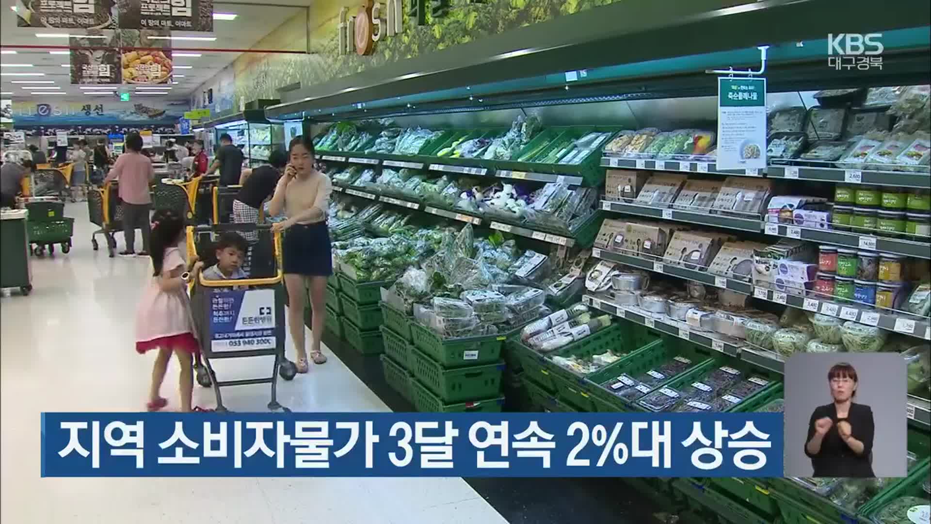 대구·경북 지역 소비자물가 3달 연속 2%대 상승