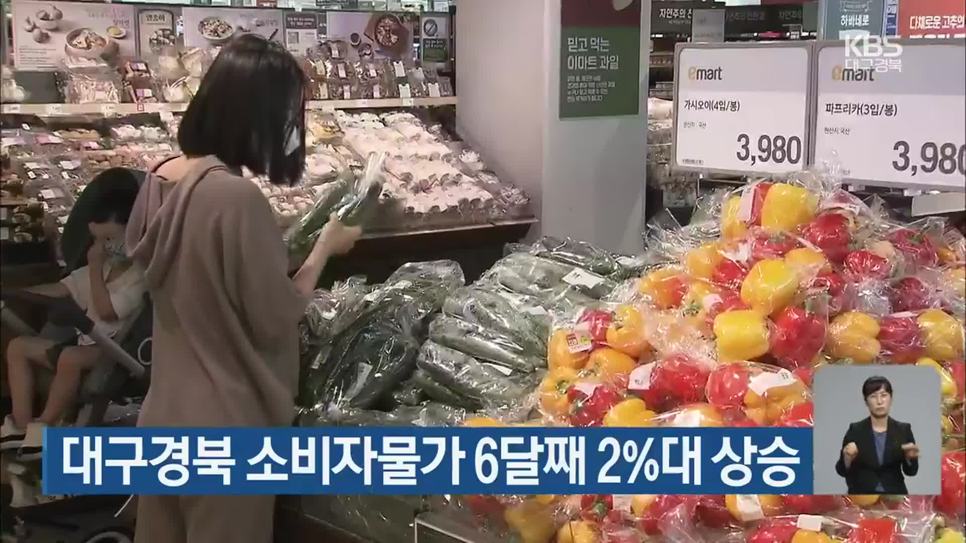 대구경북 소비자물가 6달째 2%대 상승