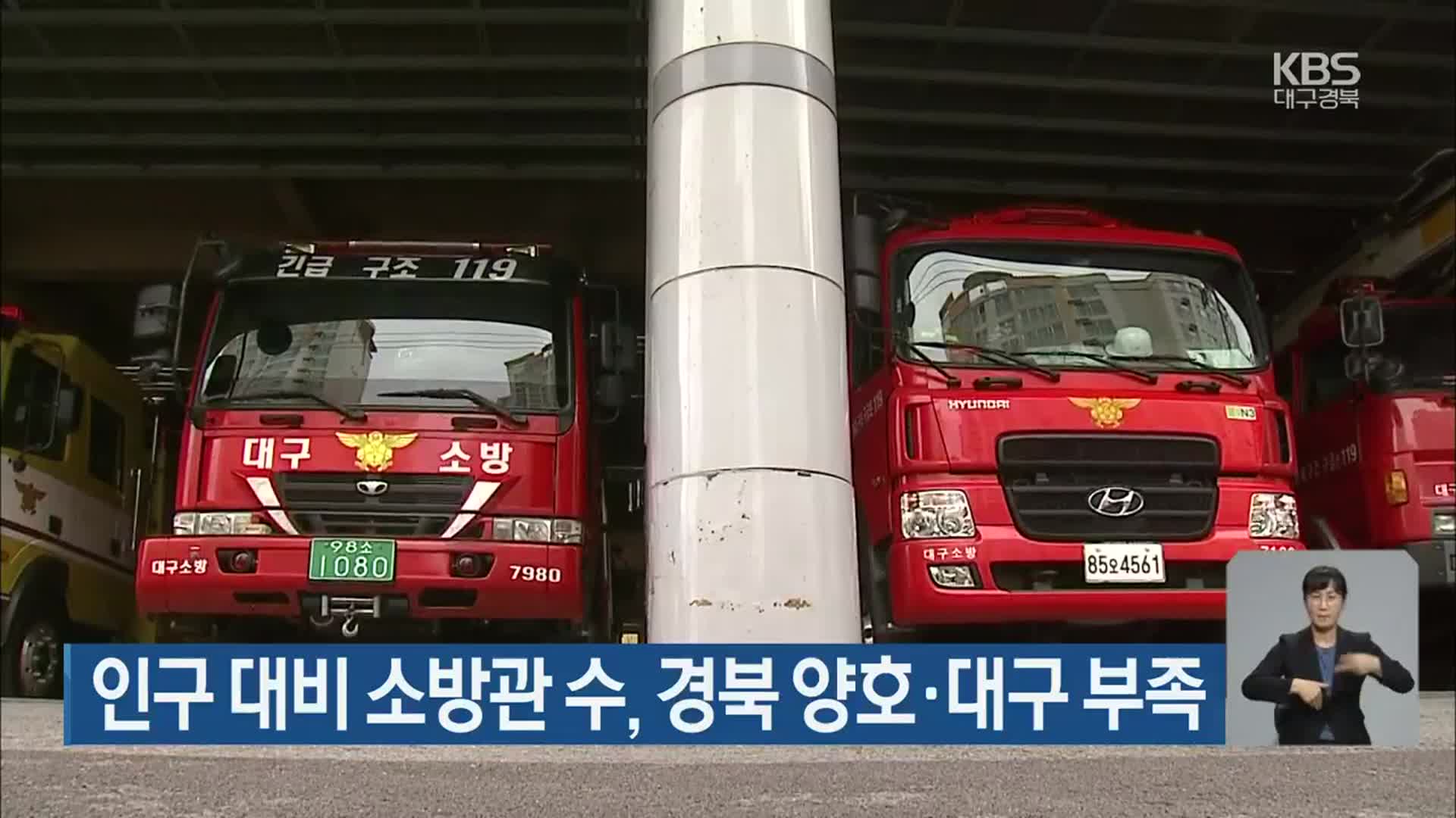 인구 대비 소방관 수, 경북 양호·대구 부족