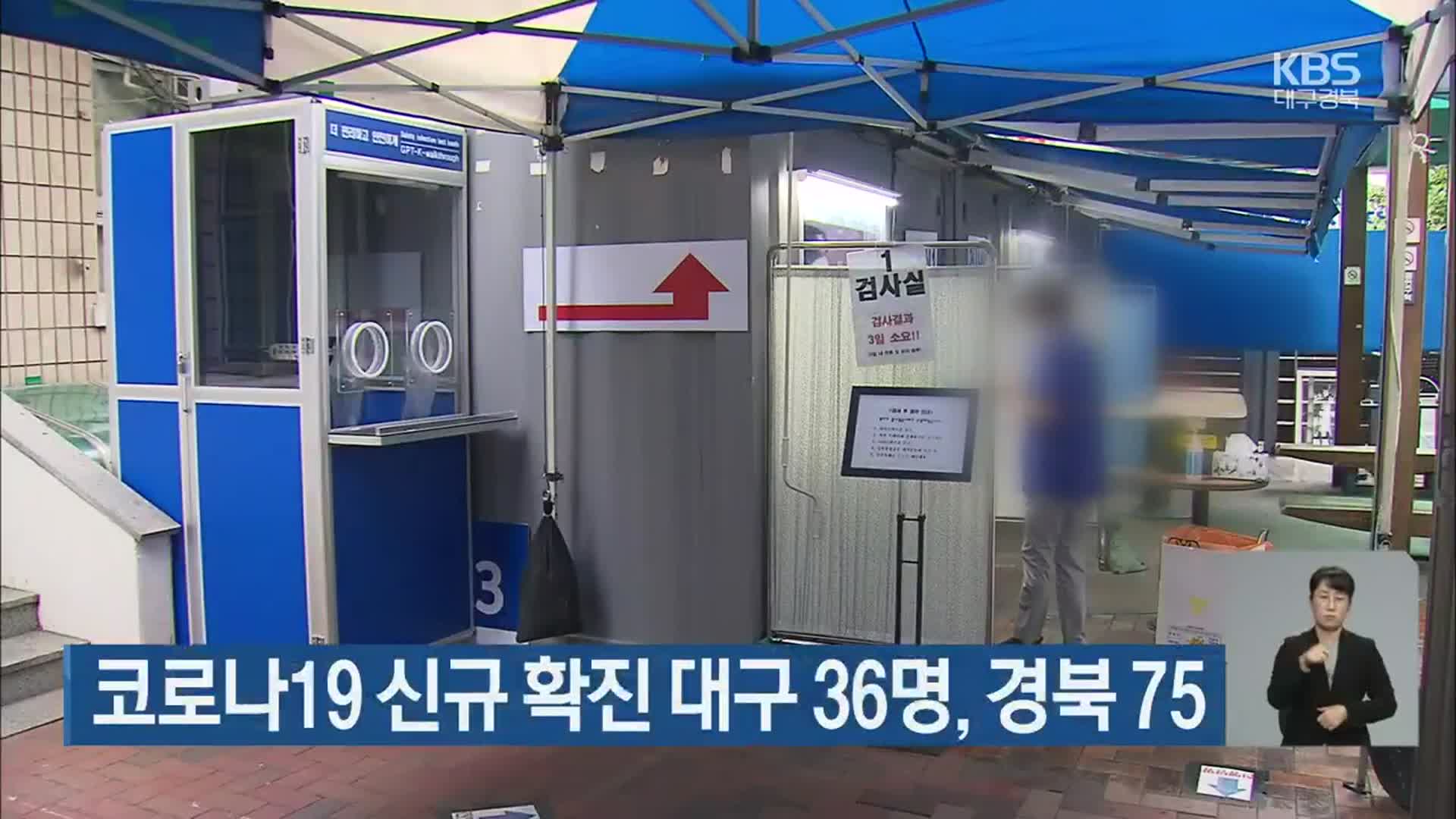 코로나19 신규 확진 대구 36명, 경북 75명