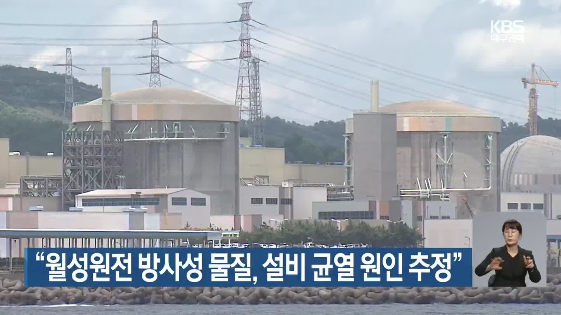 “월성원전 방사성 물질, 설비 균열 원인 추정”