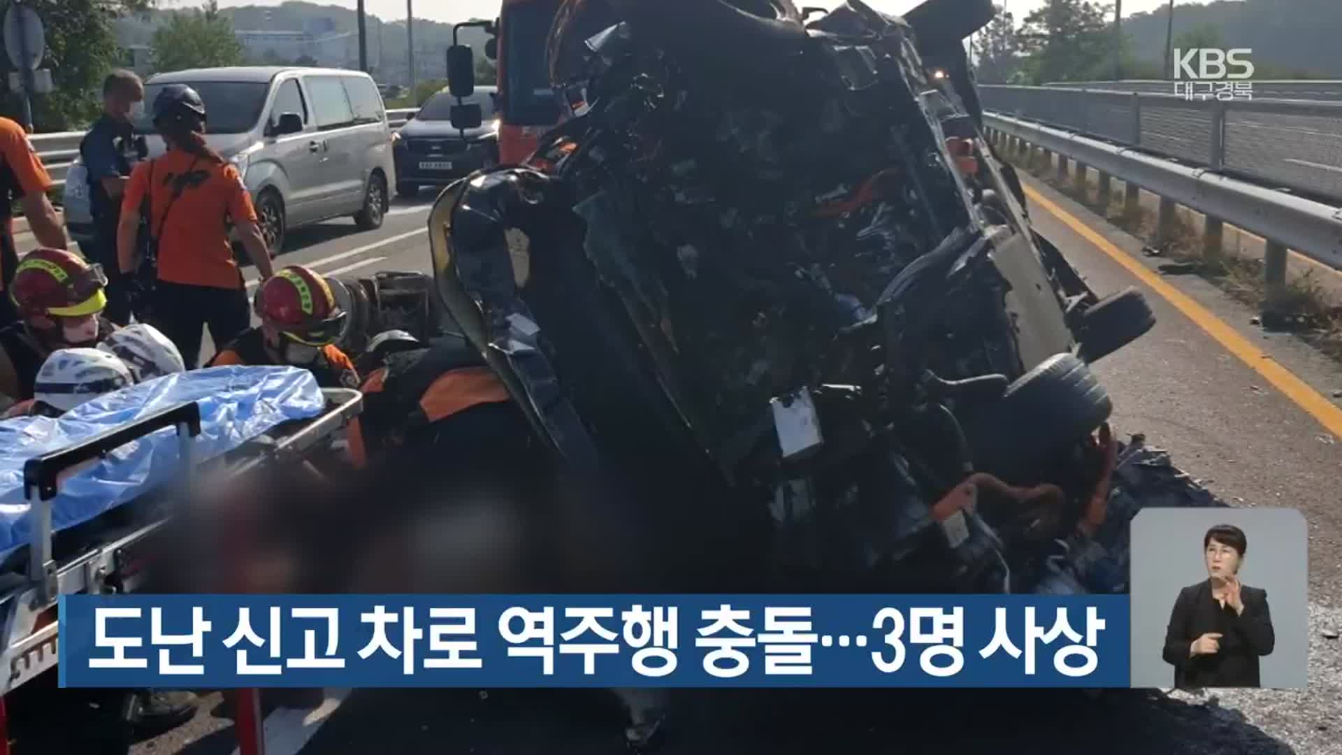 도난 신고 차로 역주행 충돌…3명 사상