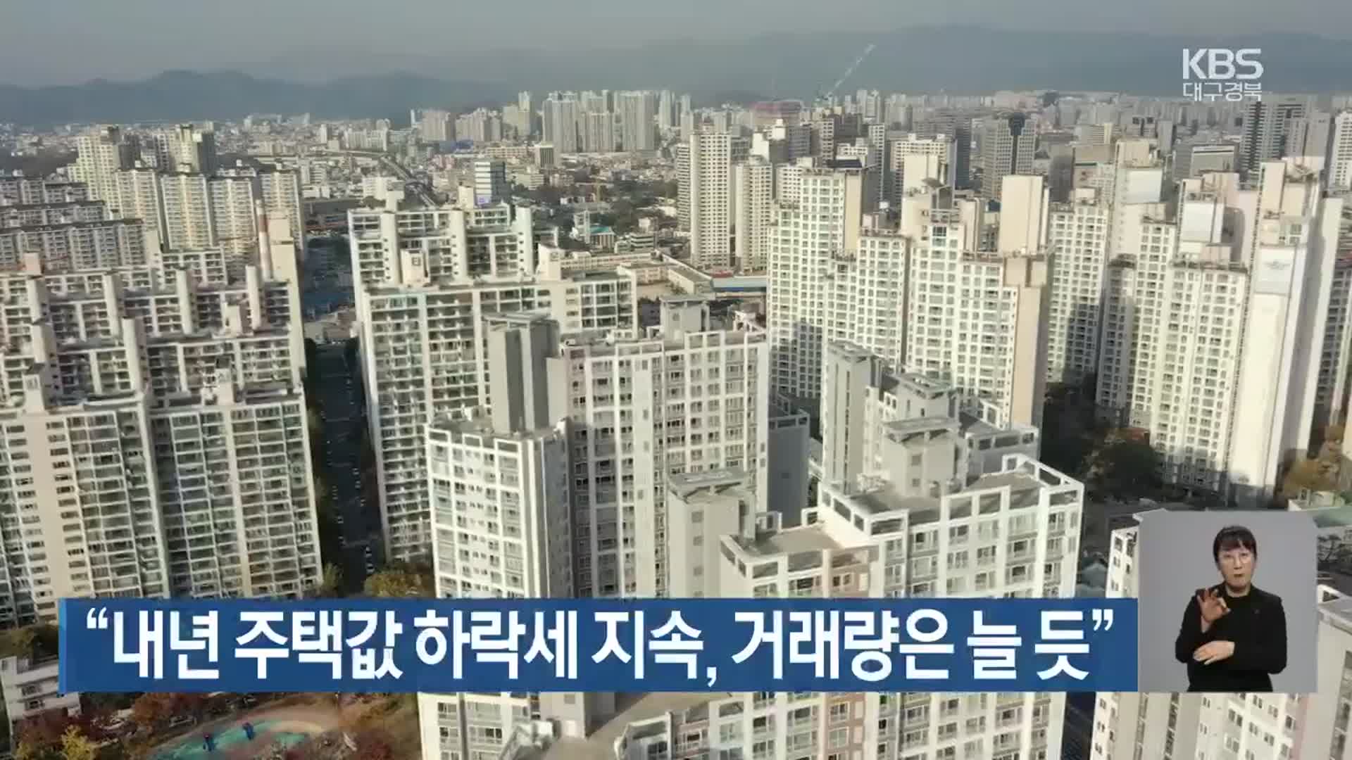 “내년 주택값 하락세 지속, 거래량은 늘 듯”