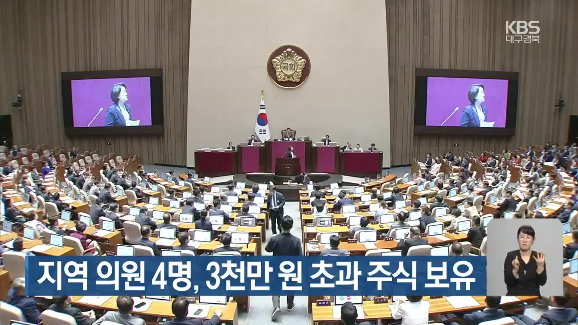 대구·경북 국회의원 4명, 3천만 원 초과 주식 보유