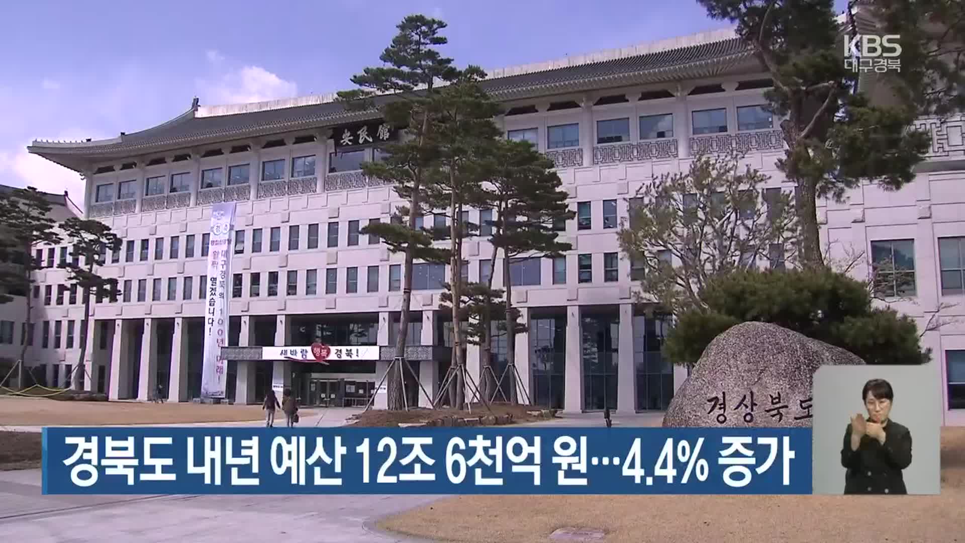 경북도 내년 예산 12조 6천억 원…4.4% 증가