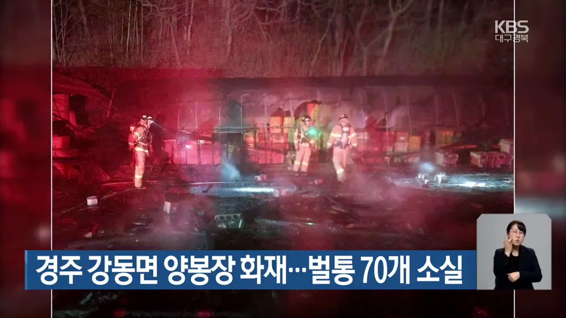 경주 강동면 양봉장 화재…벌통 70개 소실