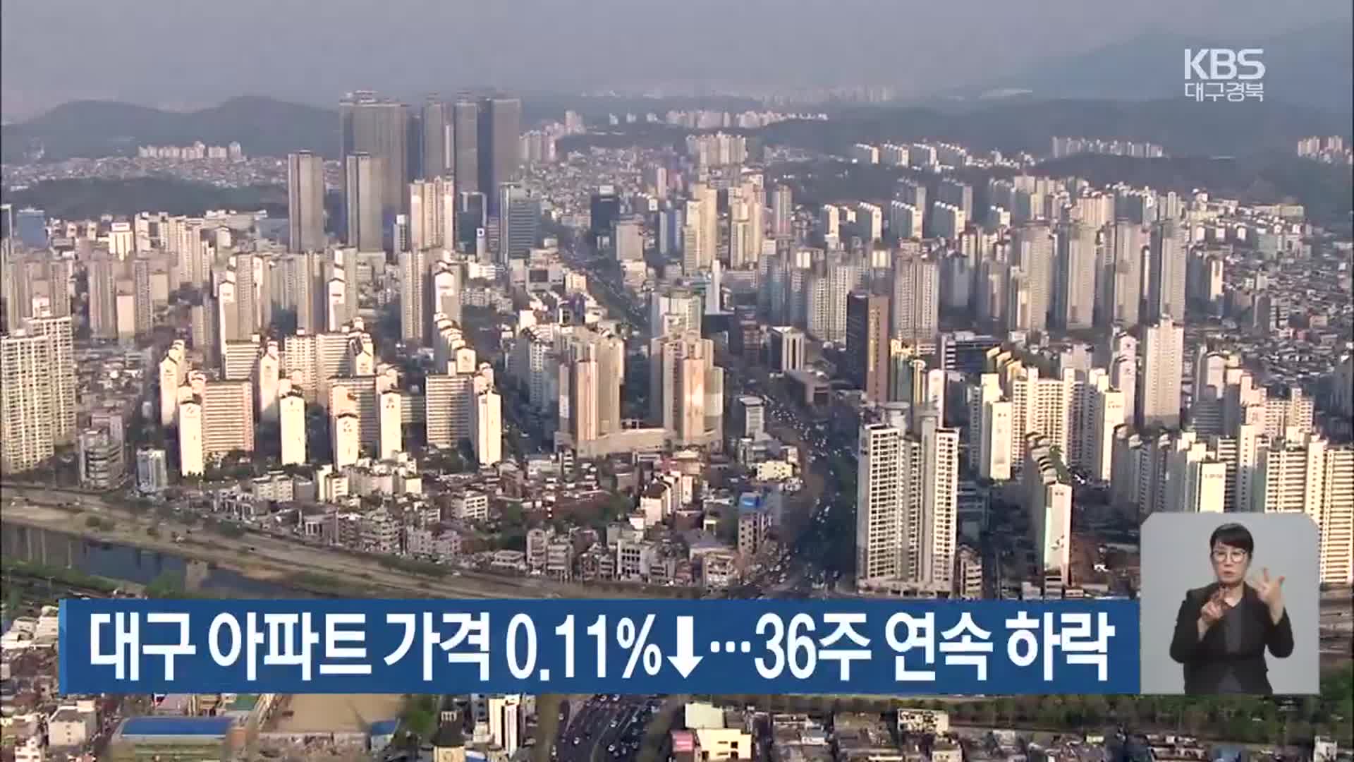 대구 아파트 가격 0.11%↓…36주 연속 하락