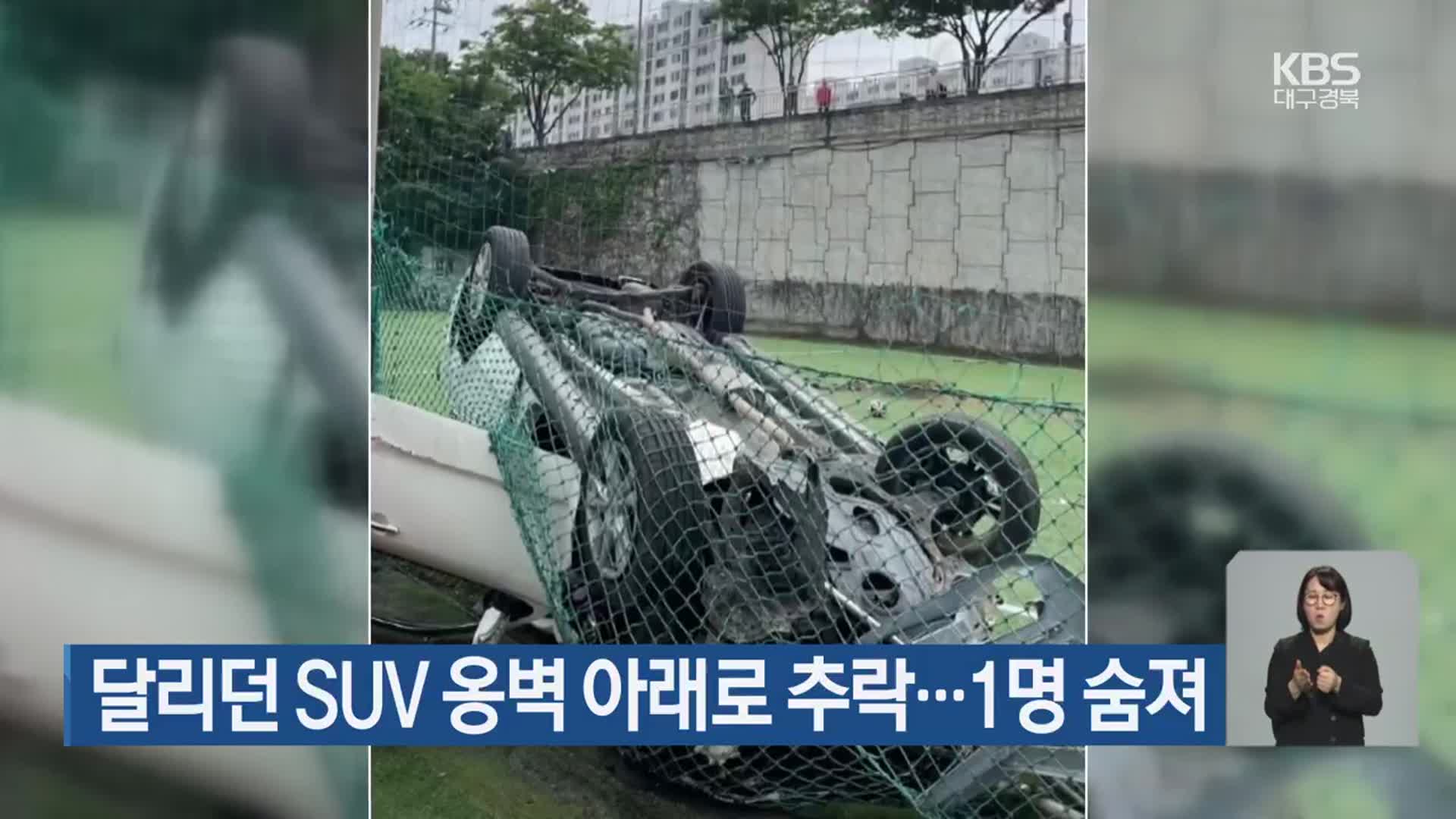 달리던 SUV 옹벽 아래로 추락…1명 숨져