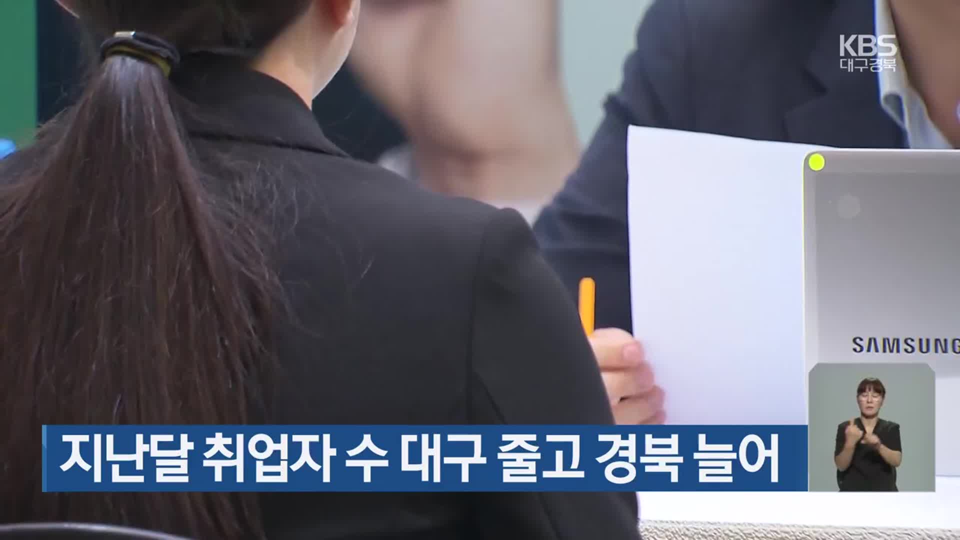 지난달 취업자 수 대구 줄고 경북 늘어
