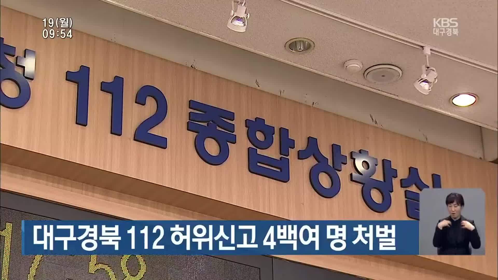 대구경북 112 허위신고 4백여 명 처벌