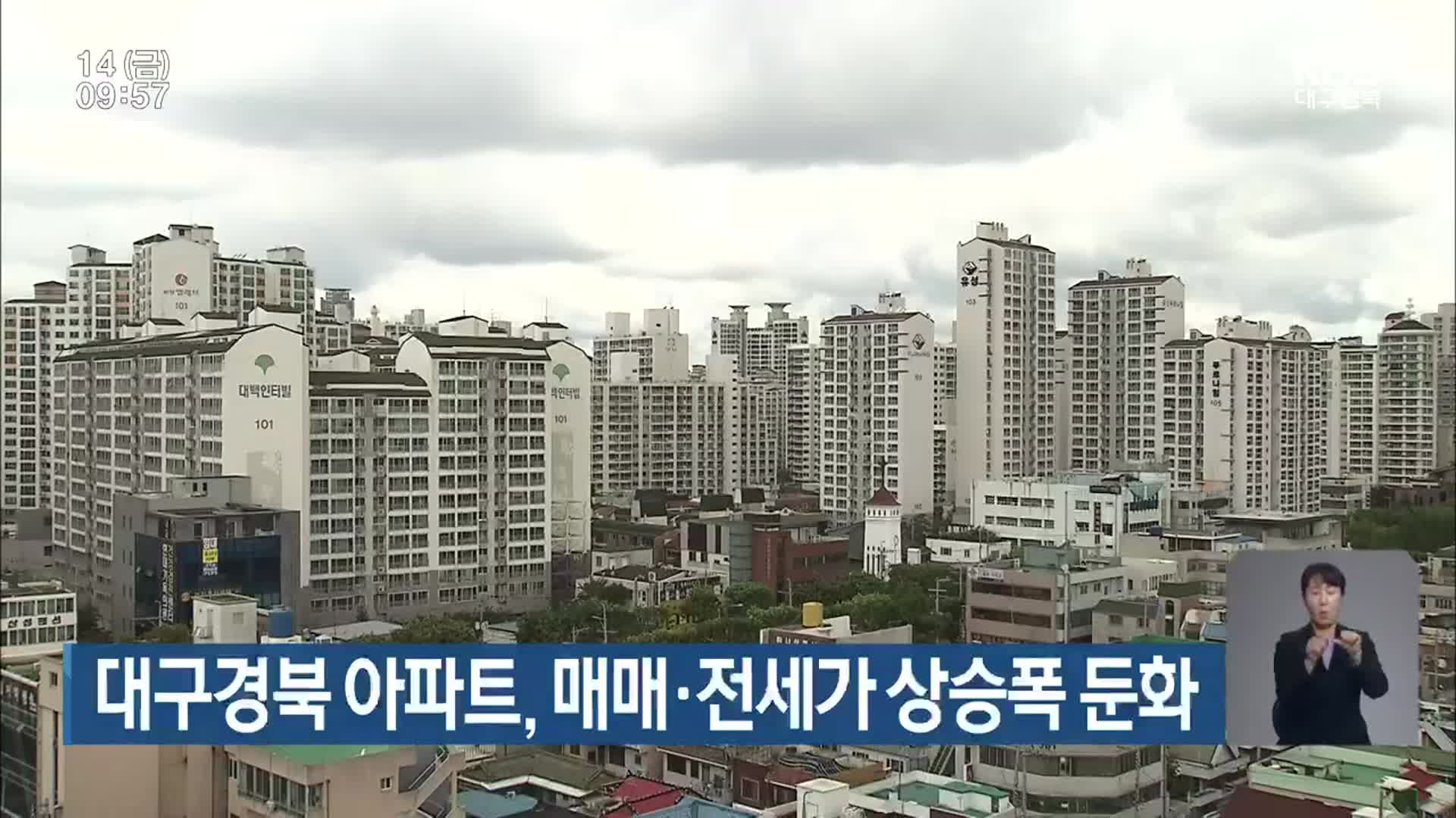 대구경북 아파트, 매매·전세가 상승폭 둔화
