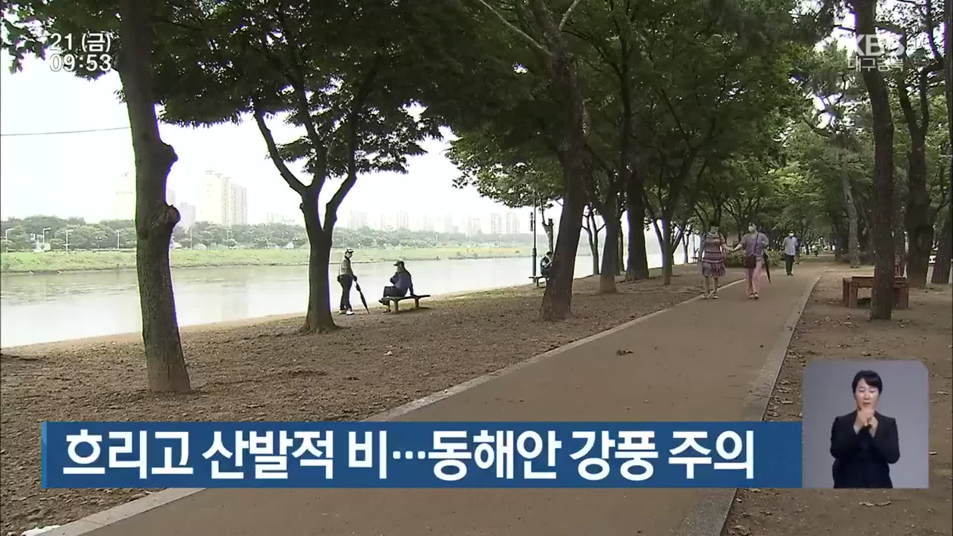 대구·경북 흐리고 산발적 비…동해안 강풍 주의