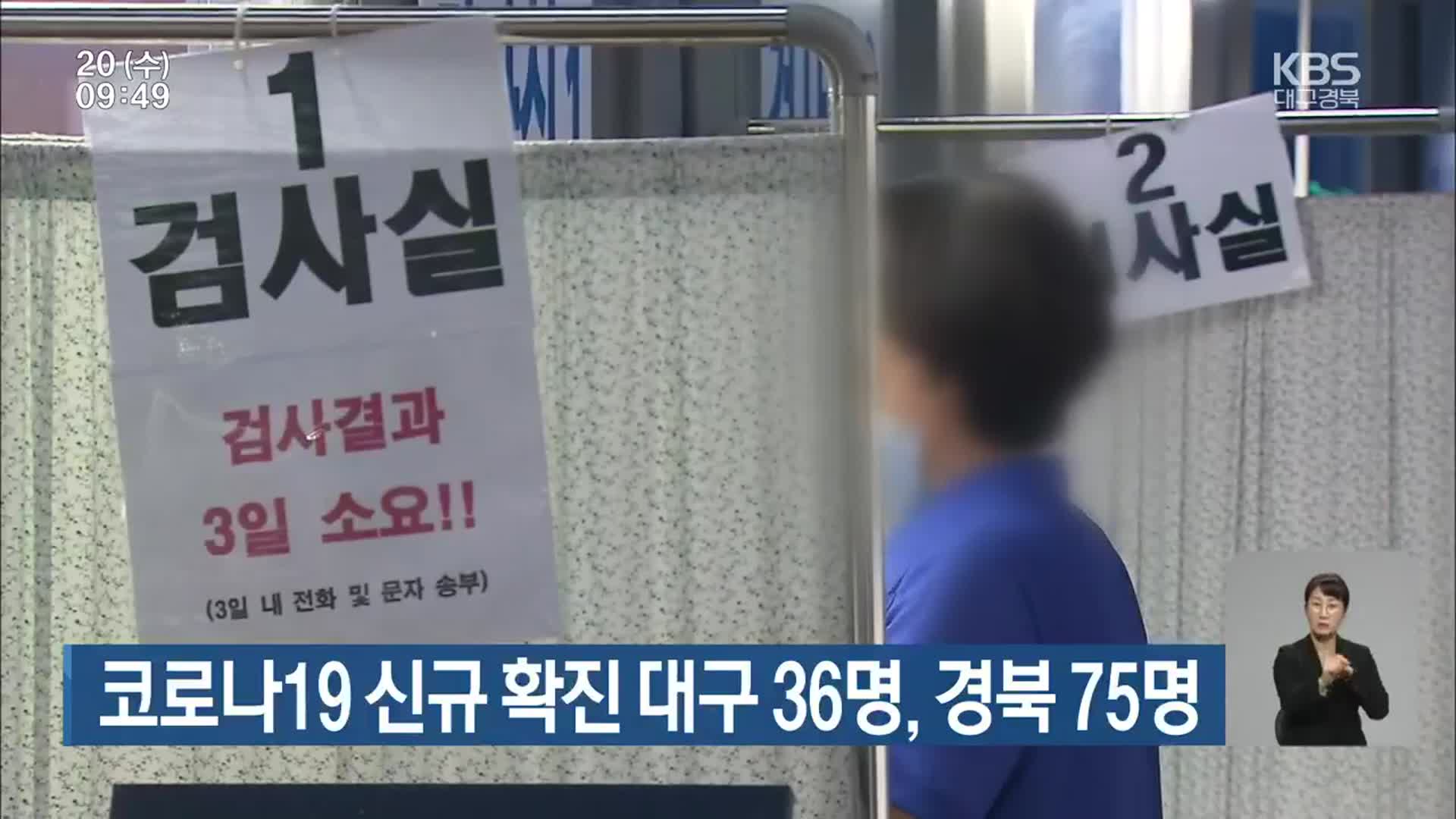 코로나19 신규 확진 대구 36명·경북 75명
