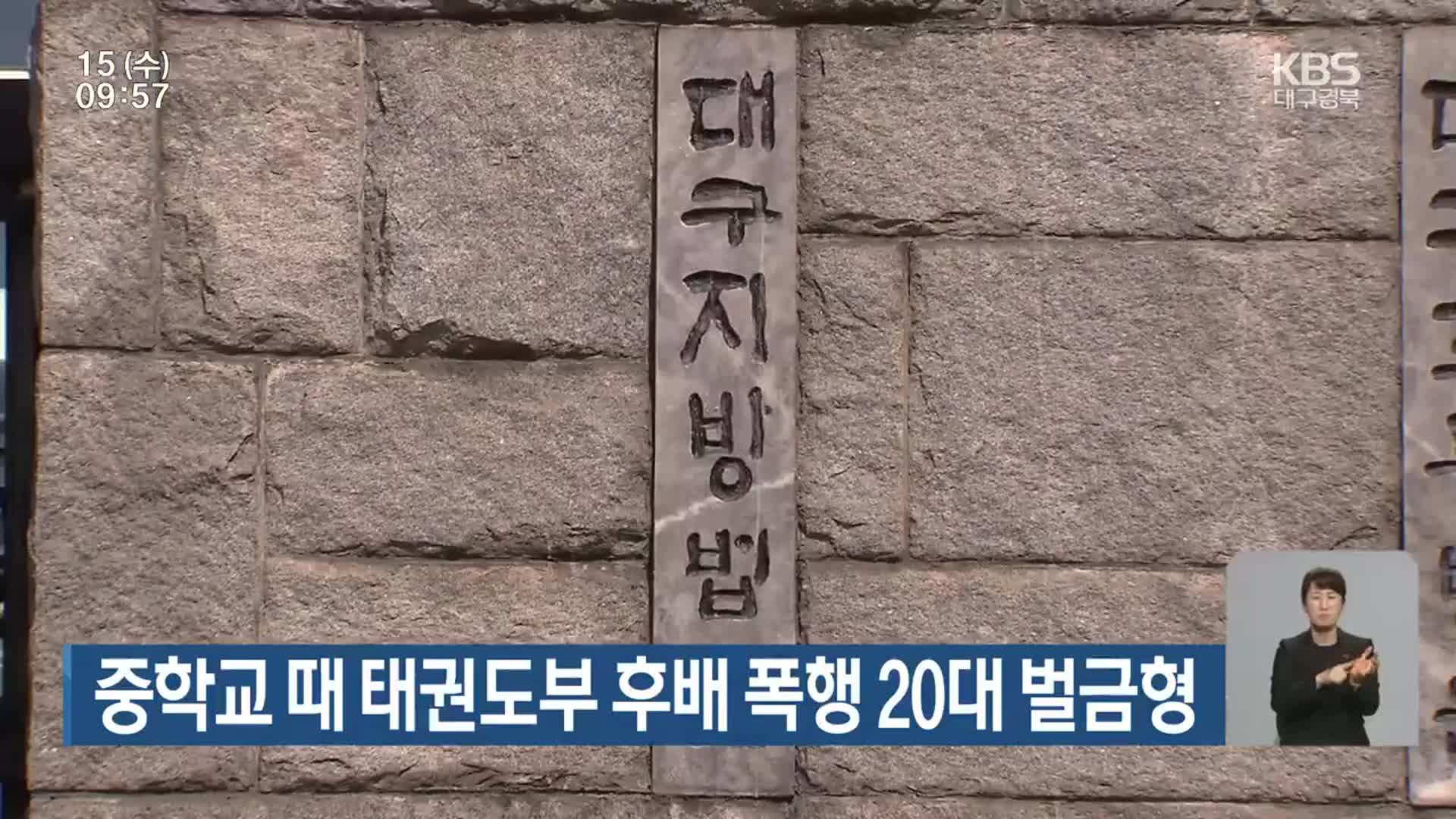 중학교 때 태권도부 후배 폭행 20대 벌금형