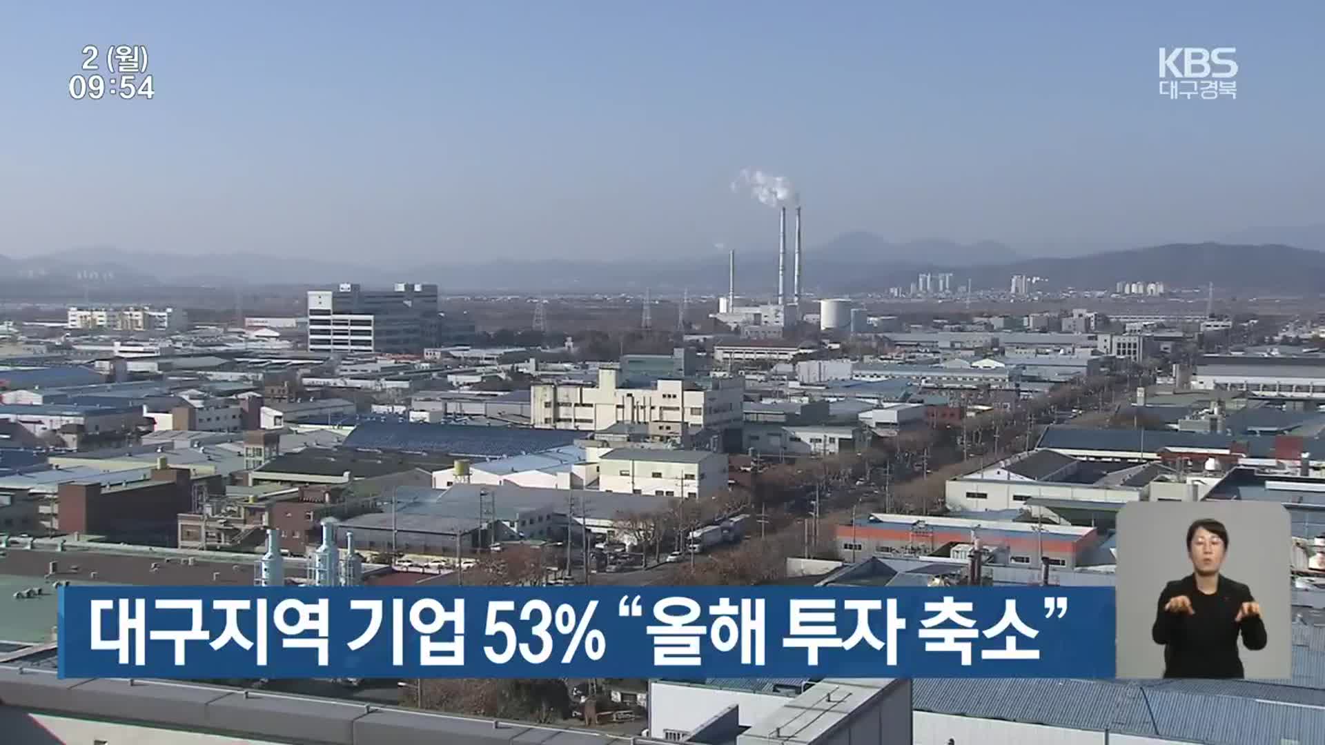 대구지역 기업 53% “올해 투자 축소”