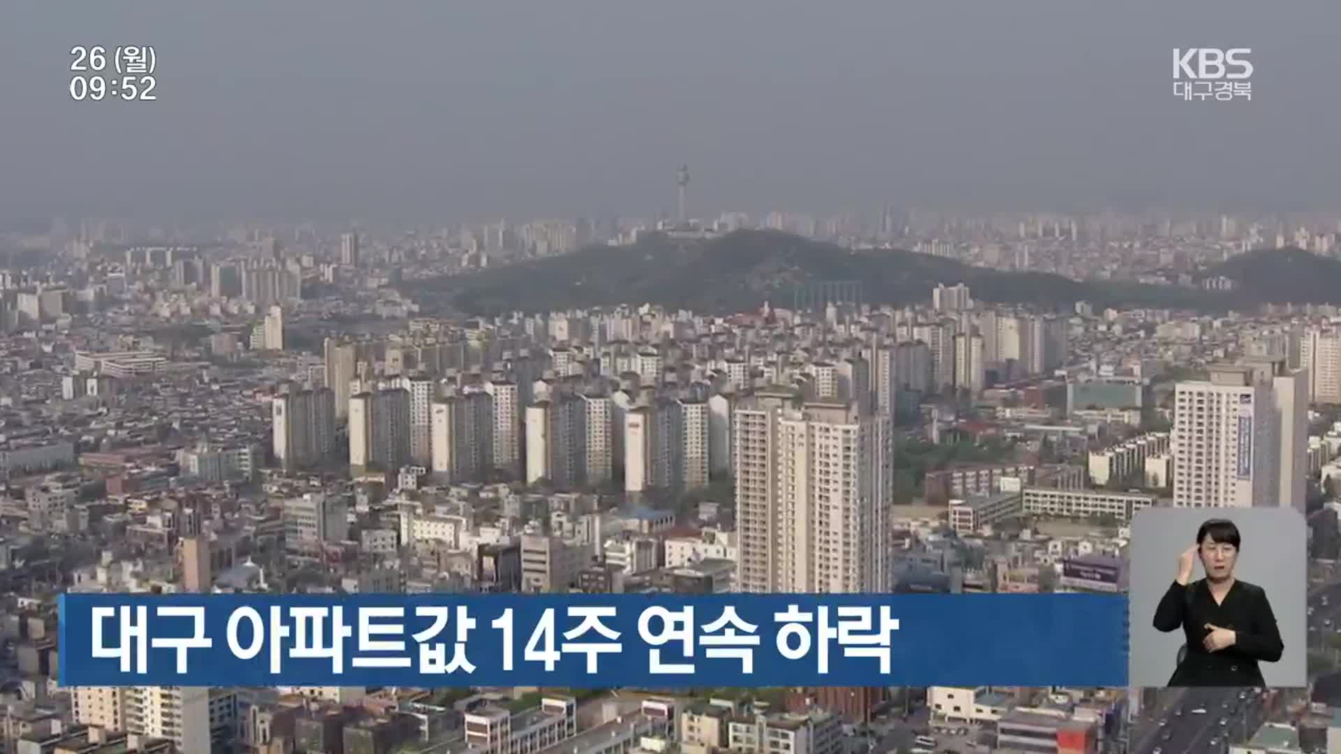 대구 아파트값 14주 연속 하락