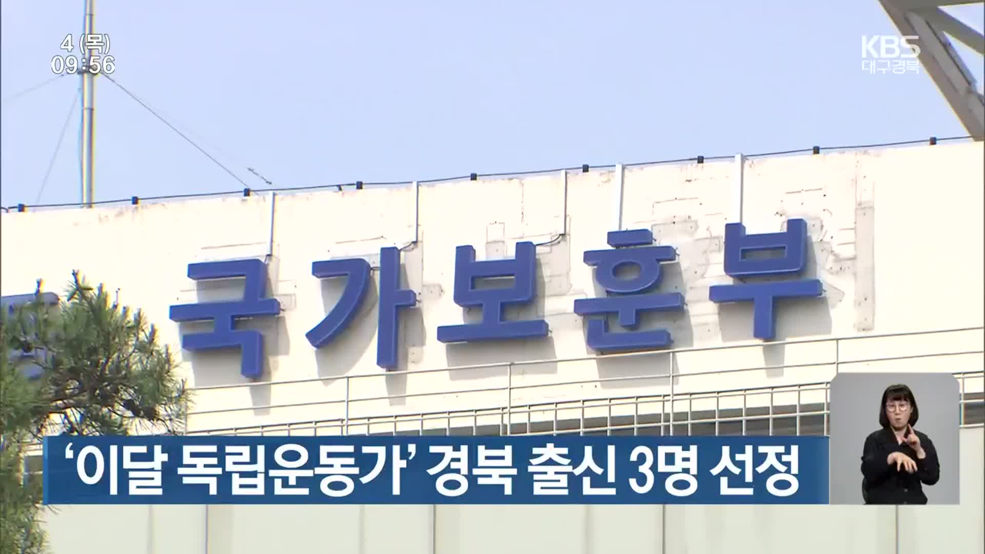 ‘이달 독립운동가’ 경북 출신 3명 선정