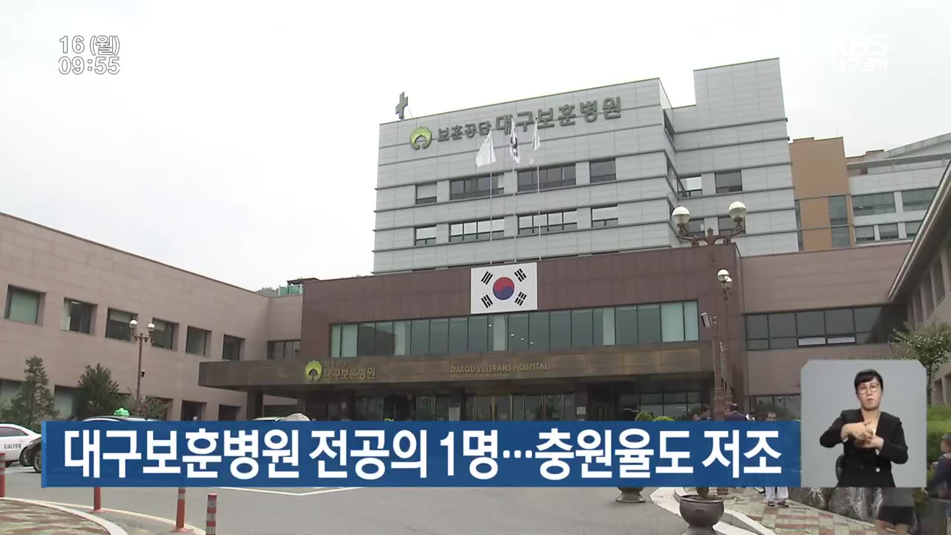 대구보훈병원 전공의 1명…충원율도 저조
