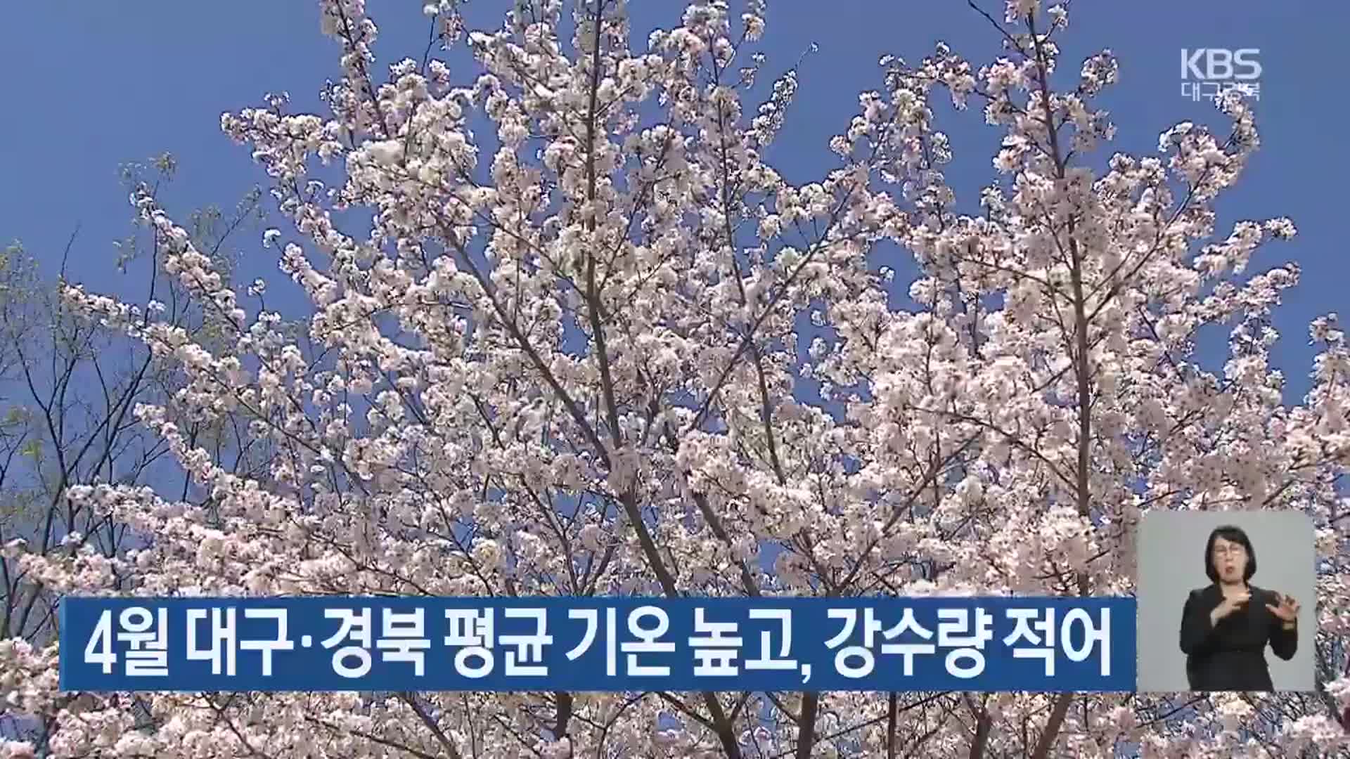 4월 대구·경북 평균 기온 높고, 강수량 적어