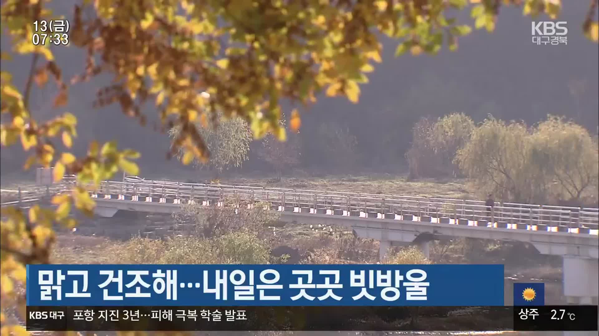 대구·경북 맑고 건조해…내일은 곳곳 빗방울