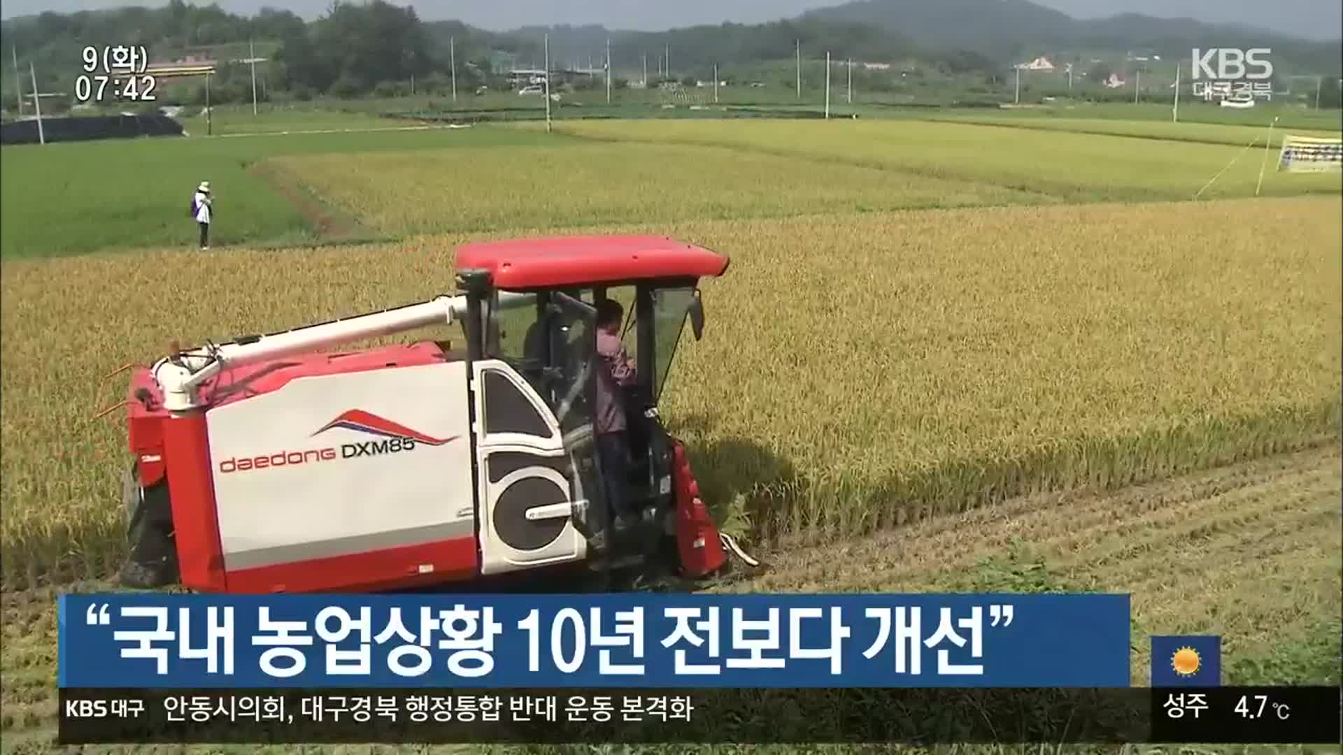 “국내 농업상황 10년 전보다 개선”