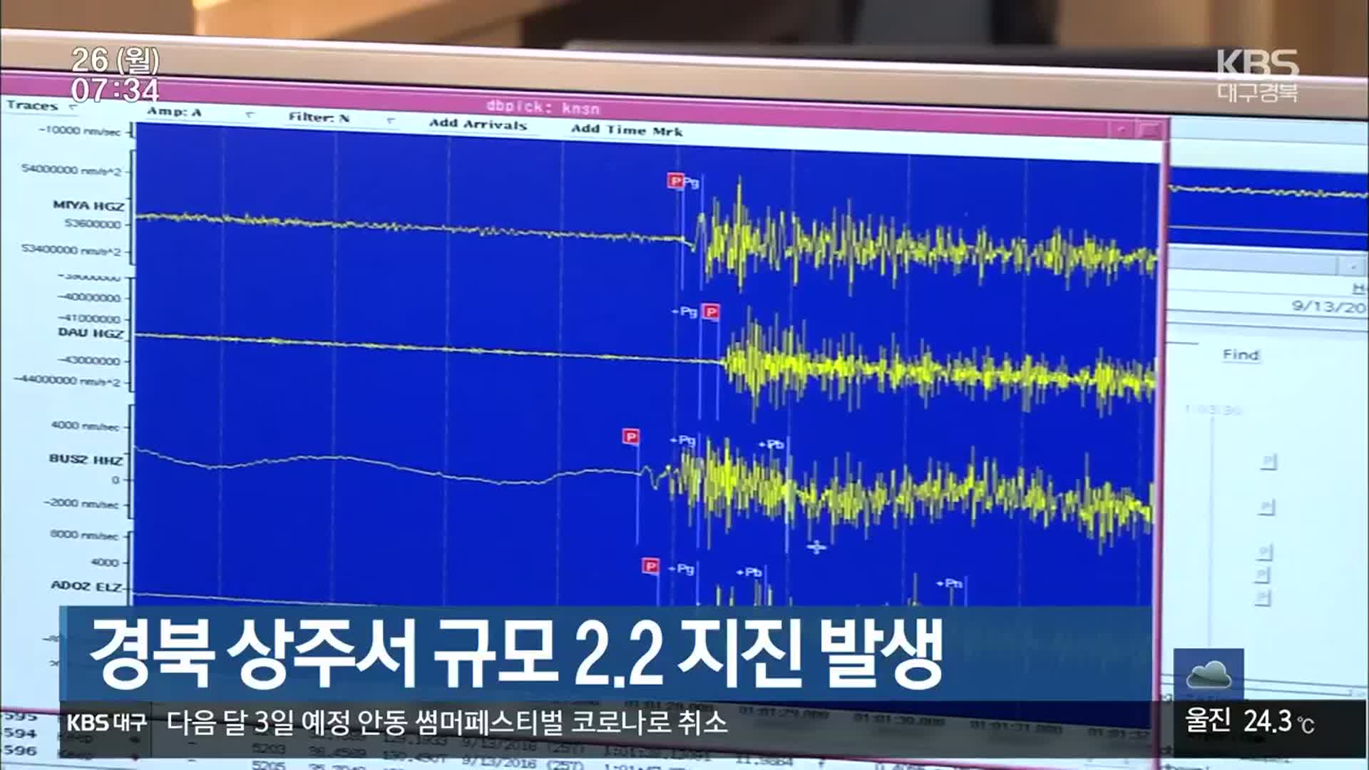 경북 상주서 규모 2.2 지진 발생