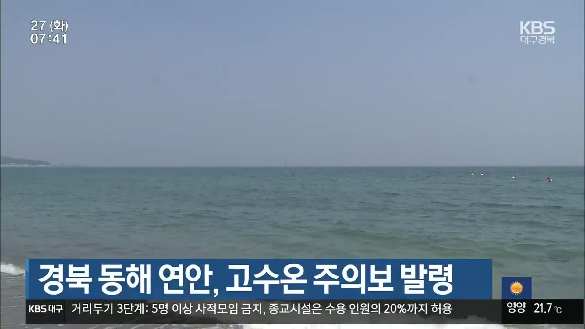 경북 동해 연안, 고수온 주의보 발령