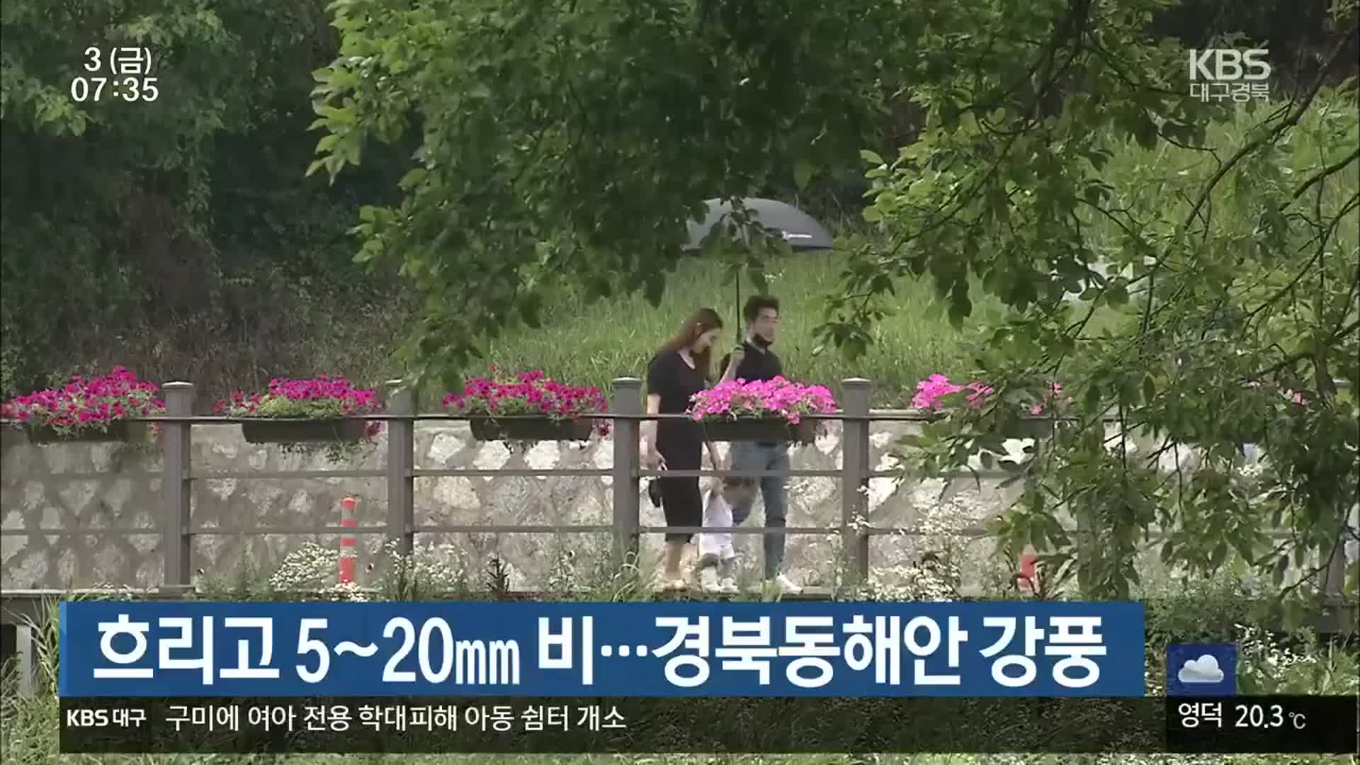 흐리고 5~20㎜ 비…경북동해안 강풍