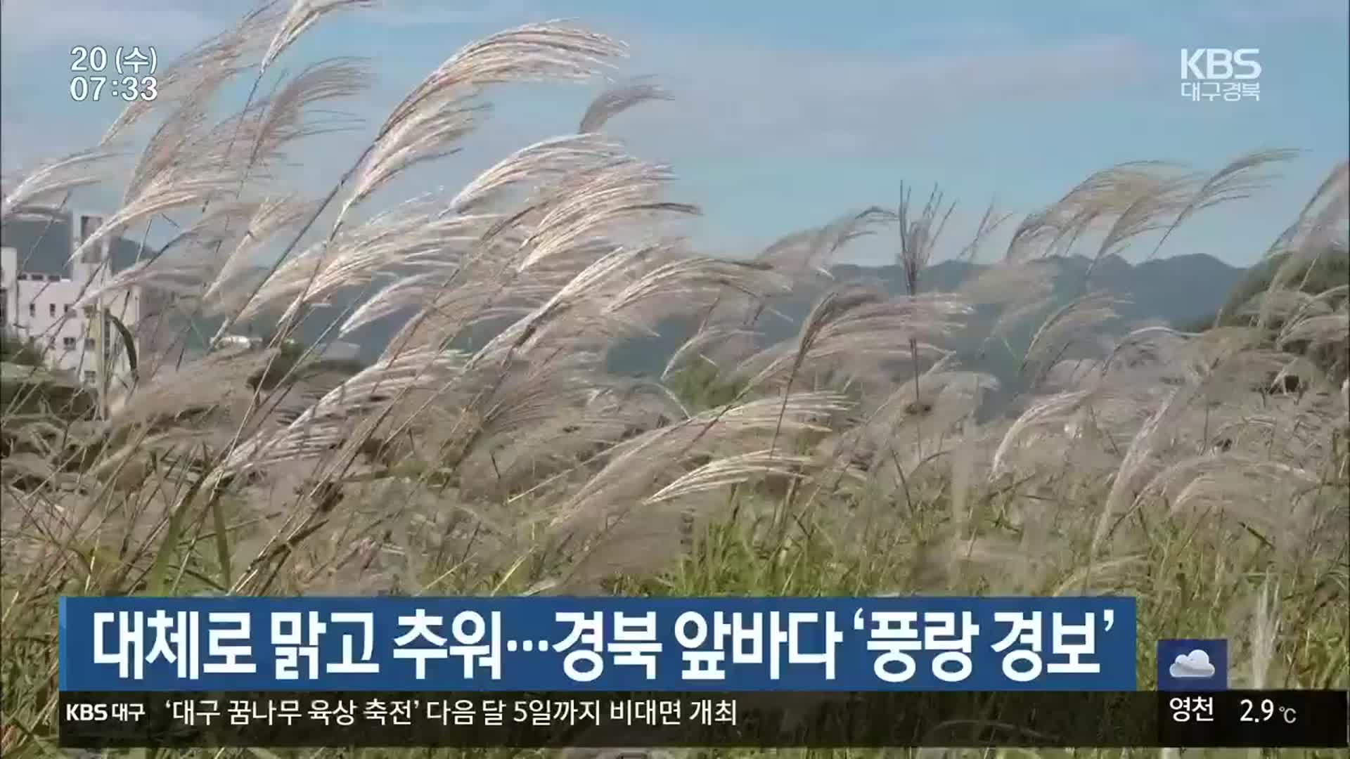 대구·경북, 대체로 맑고 추워…경북 앞바다 ‘풍랑 경보’