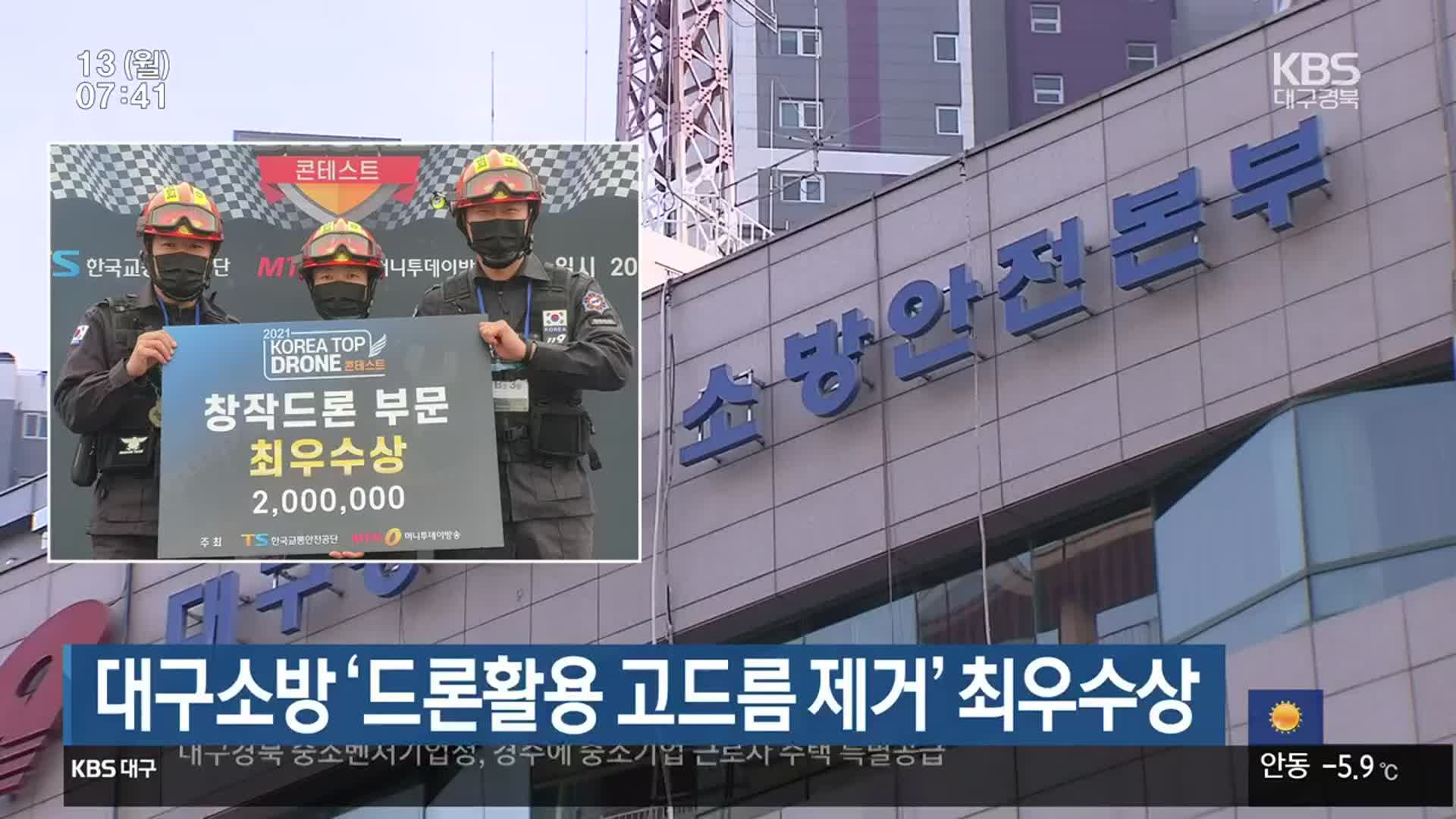 대구소방 ‘드론활용 고드름 제거’ 최우수상