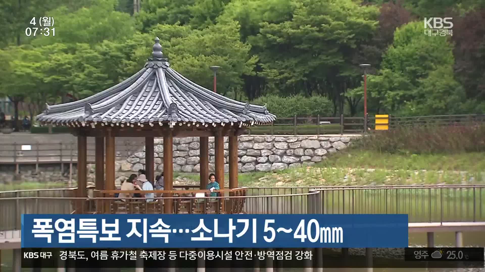 대구·경북 폭염특보 지속…소나기 5~40mm