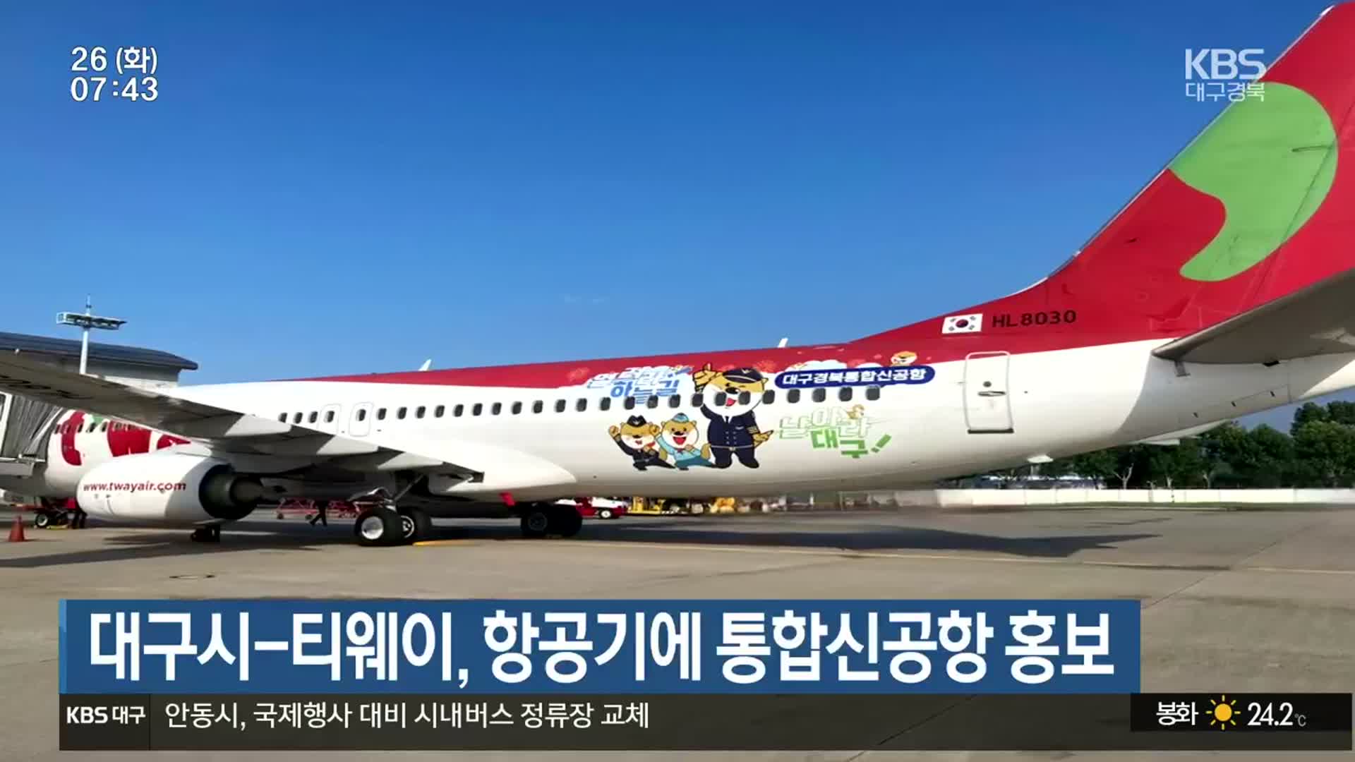 대구시-티웨이, 항공기에 통합신공항 홍보