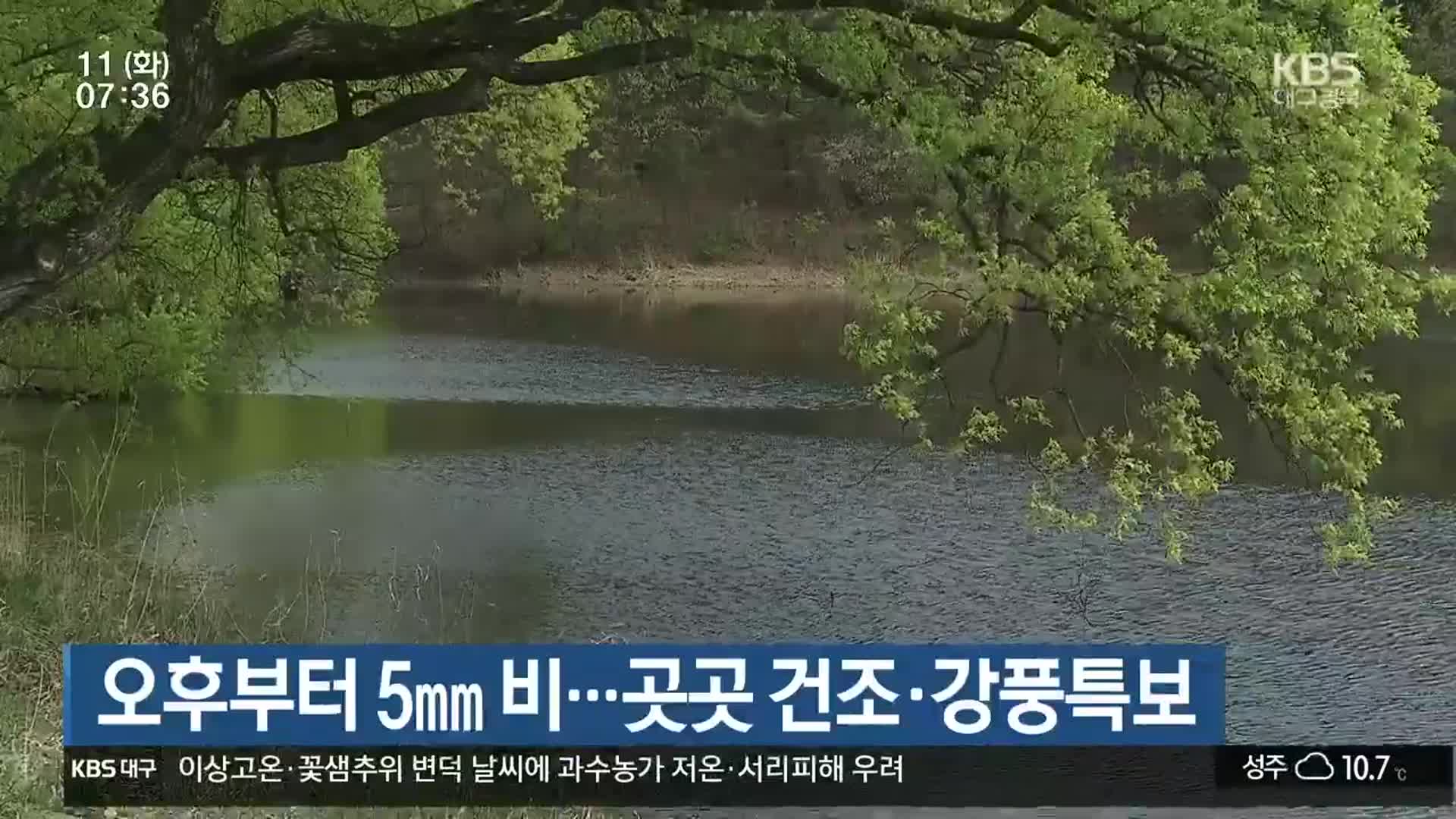 대구·경북 오후부터 5mm 비…곳곳 건조·강풍특보