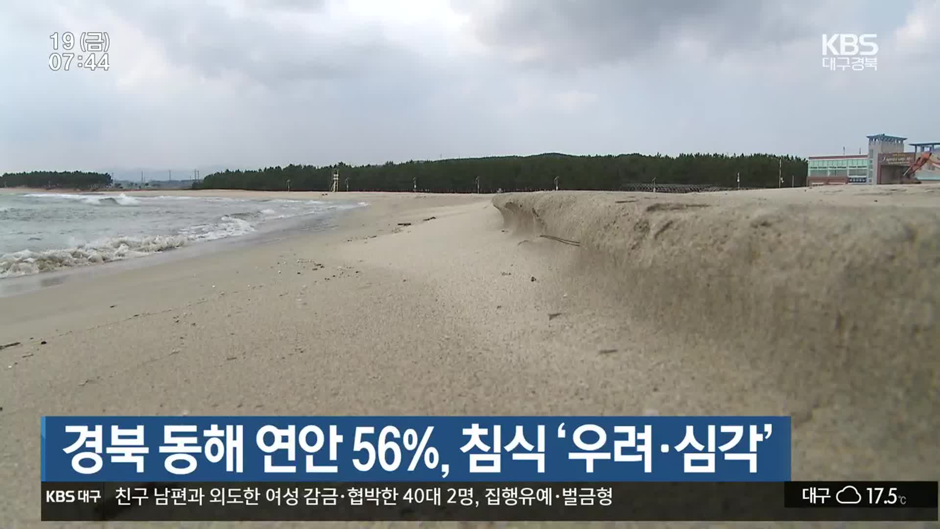 경북 동해 연안 56%, 침식 ‘우려·심각’