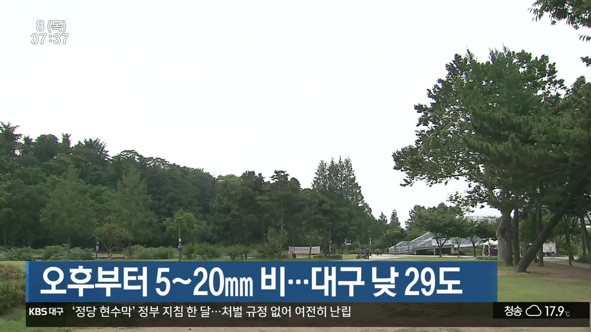 대구·경북 오후부터 5~20mm 비…대구 낮 29도