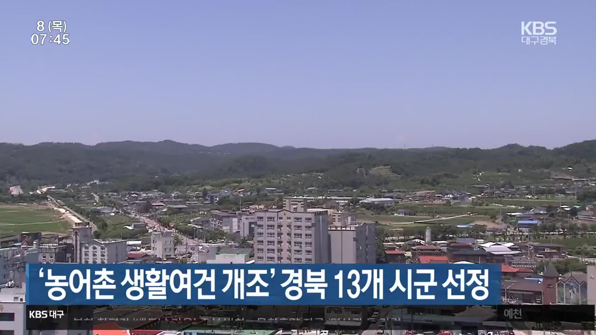 ‘농어촌 생활여건 개조’ 경북 13개 시군 선정